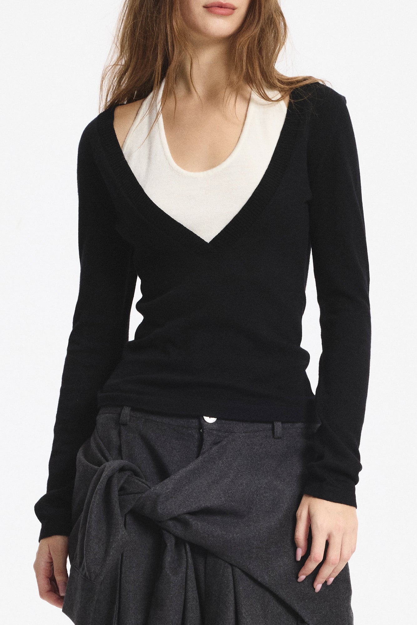 LEONSENSE Layered Cut-Out Tie-Back Top