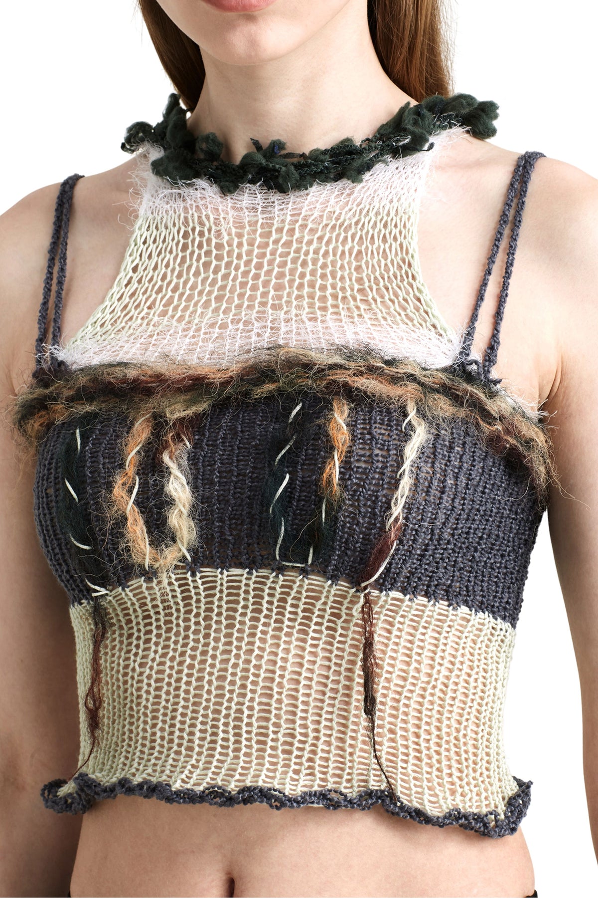 JUEJUEWORKS Deconstructed Open-Knit Paneled Cami Top