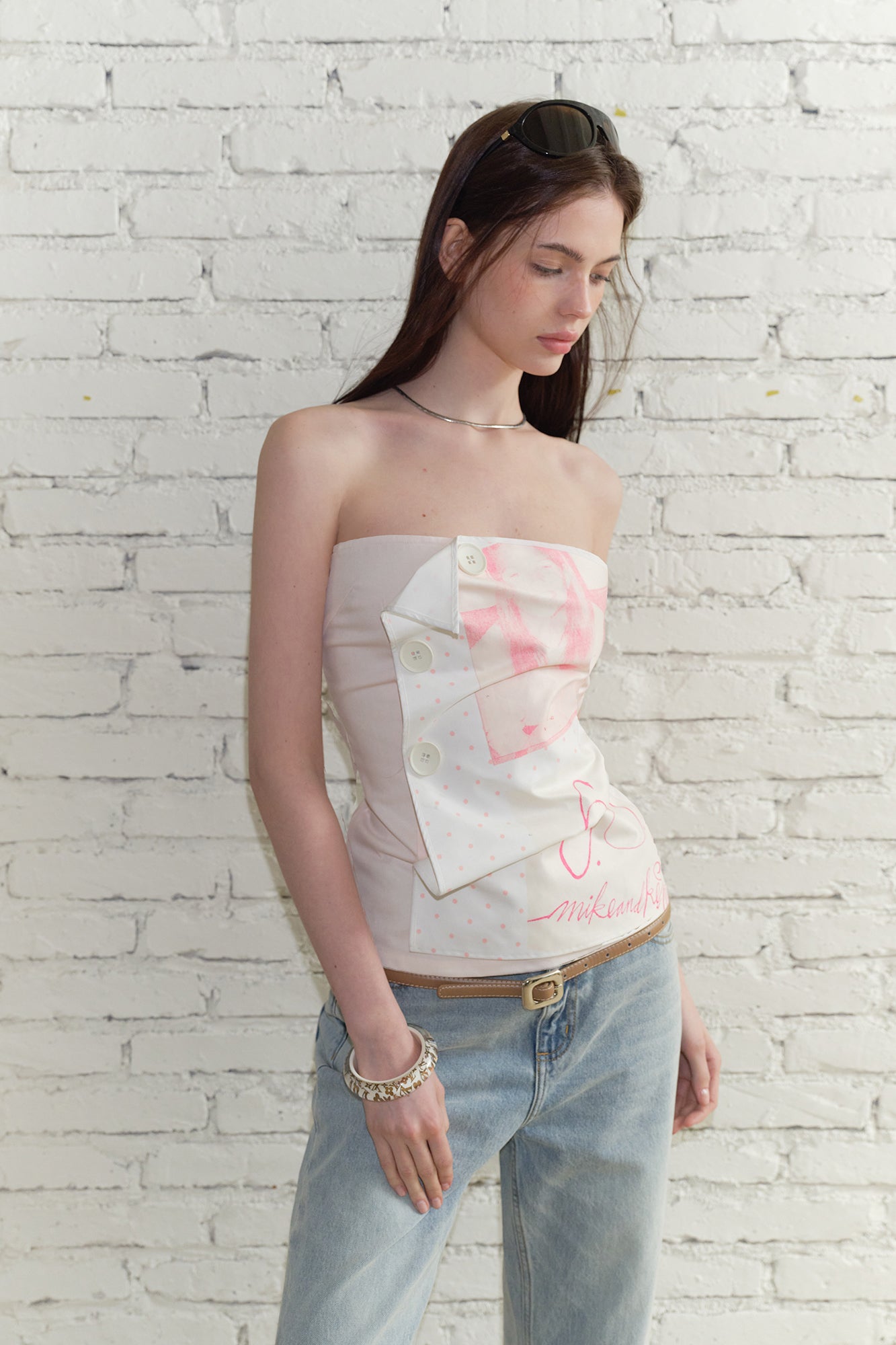 THE NEVERMORE Graphic Button-Spliced Tube Top