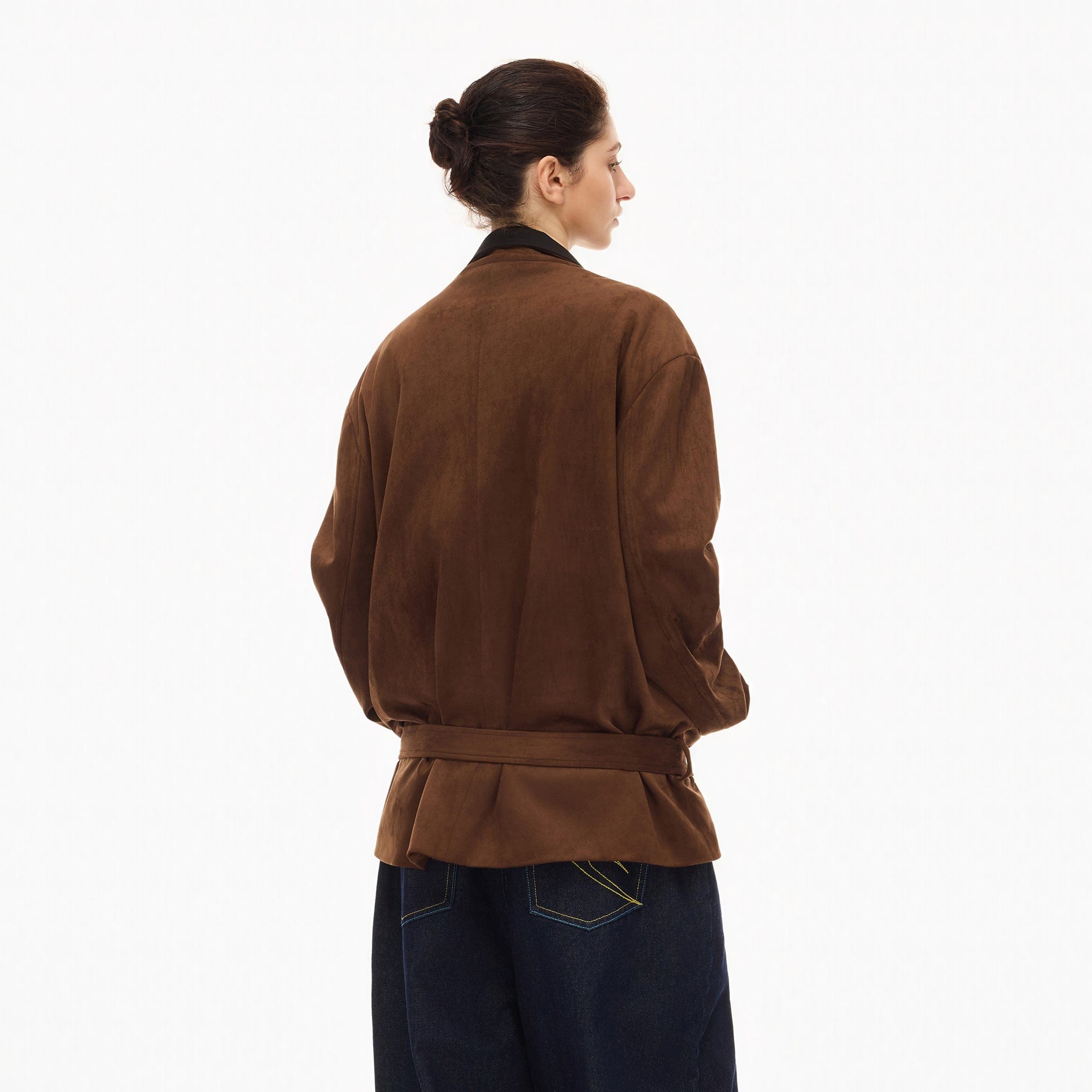 ARTIFICIAL WORLD Faux Suede Belted Jacket