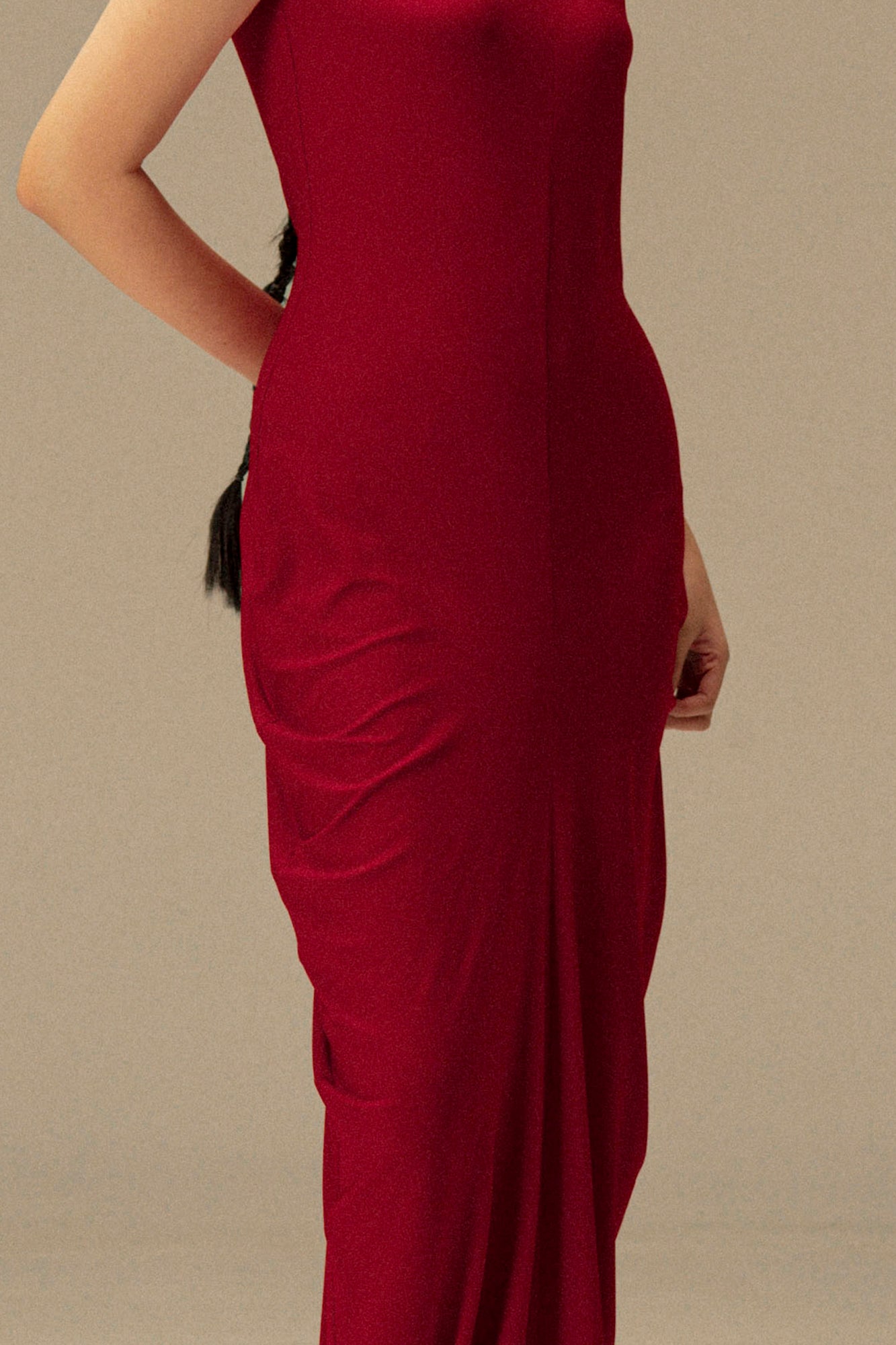 WUHEYIZUO Sleeveless Mock Neck Cocoon Maxi Dress