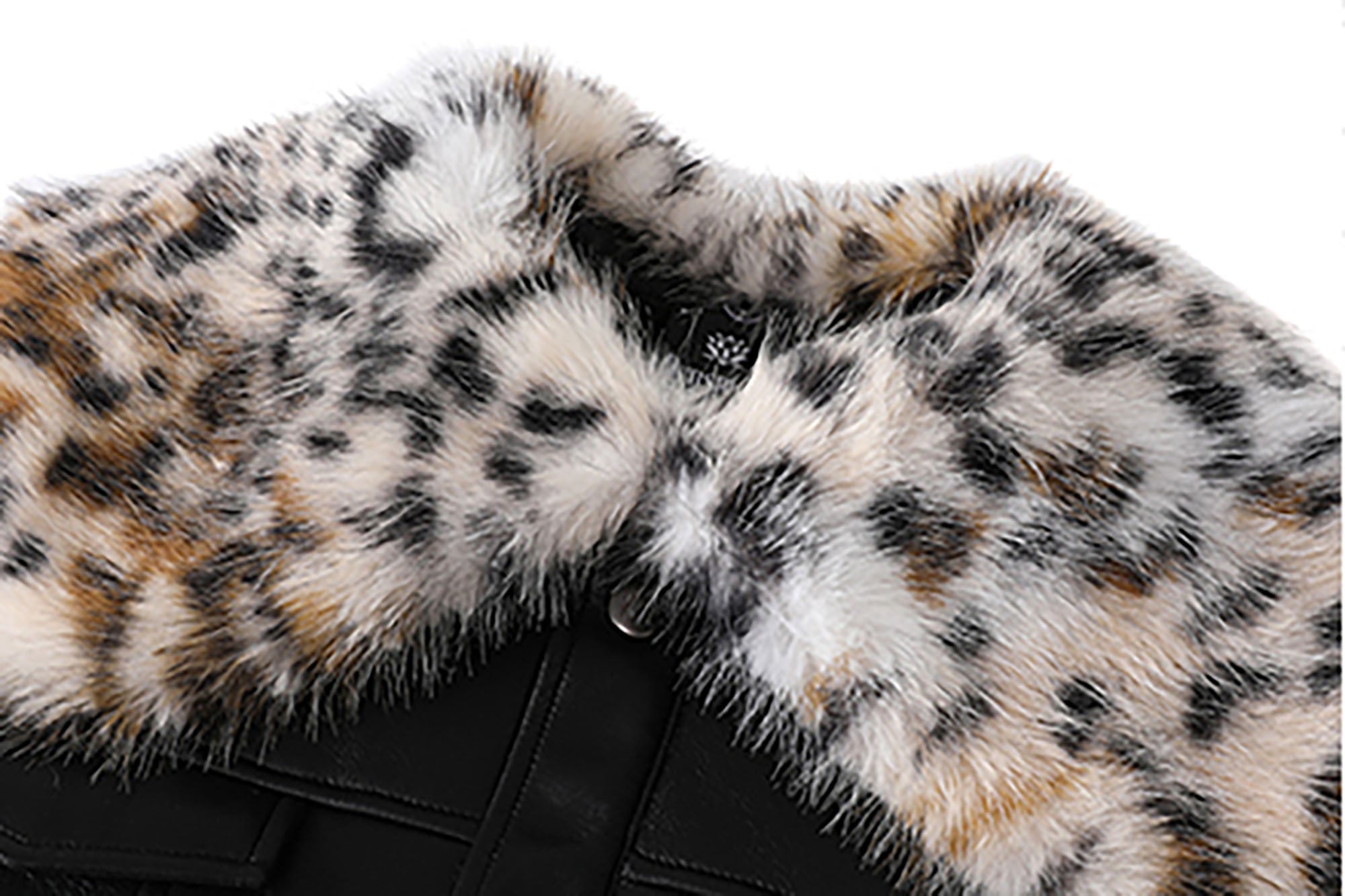 DONSMOKE × NANA Detachable Leopard Collar PU Jacket
