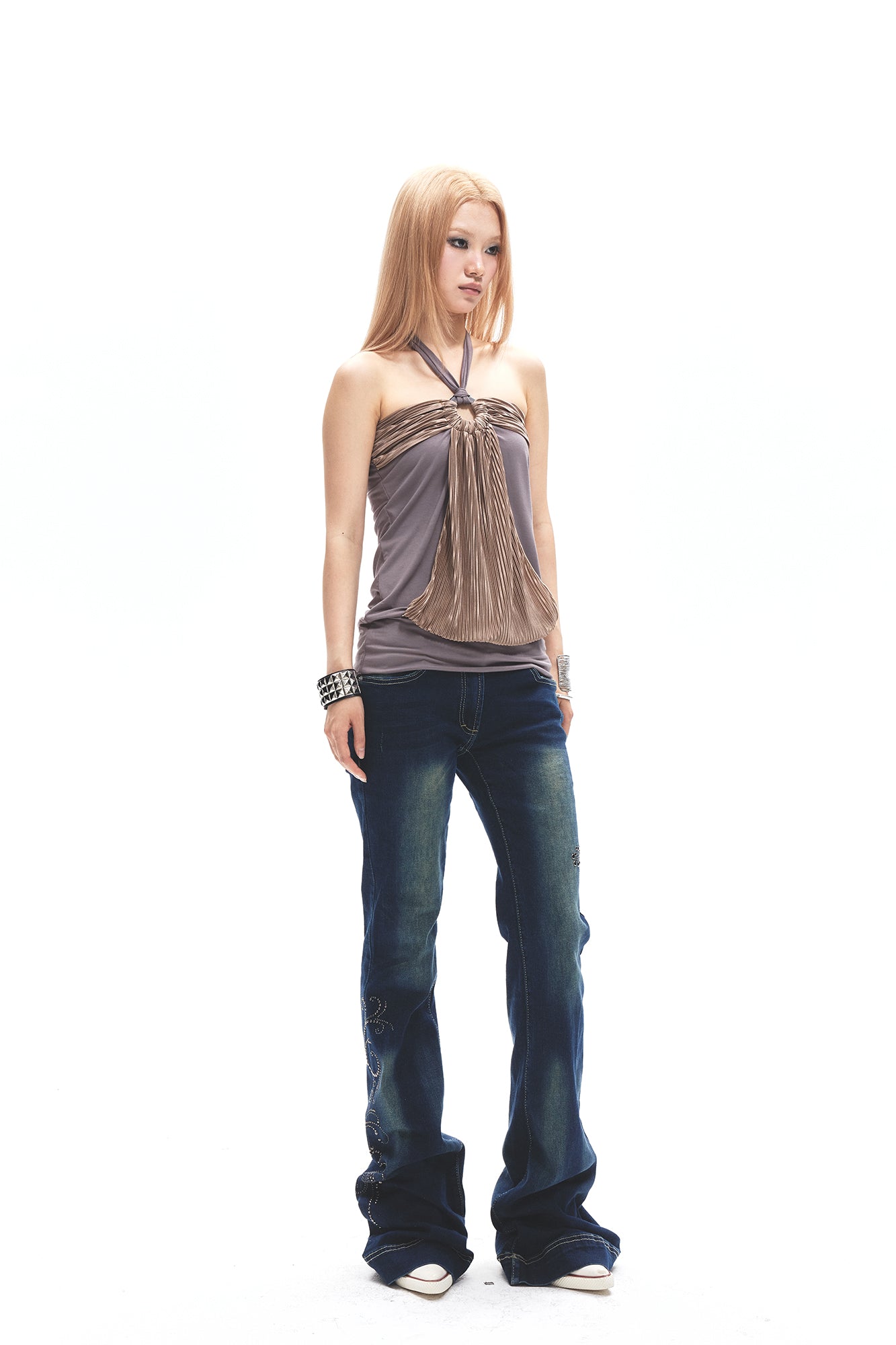 3MODE Cut-Out Ruched Halter Top