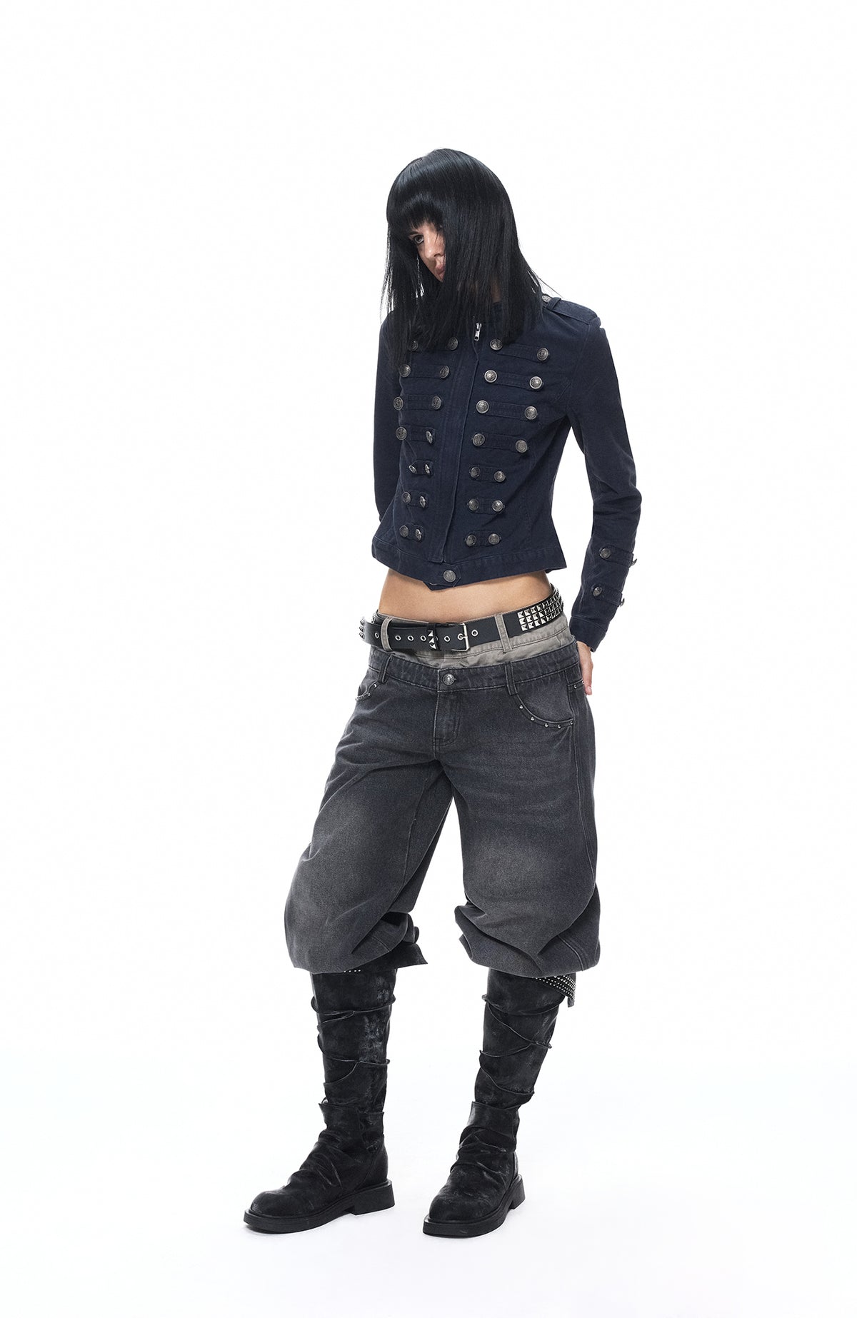 3MODE Retro Napoleon Double-Breasted Cinched Jacket