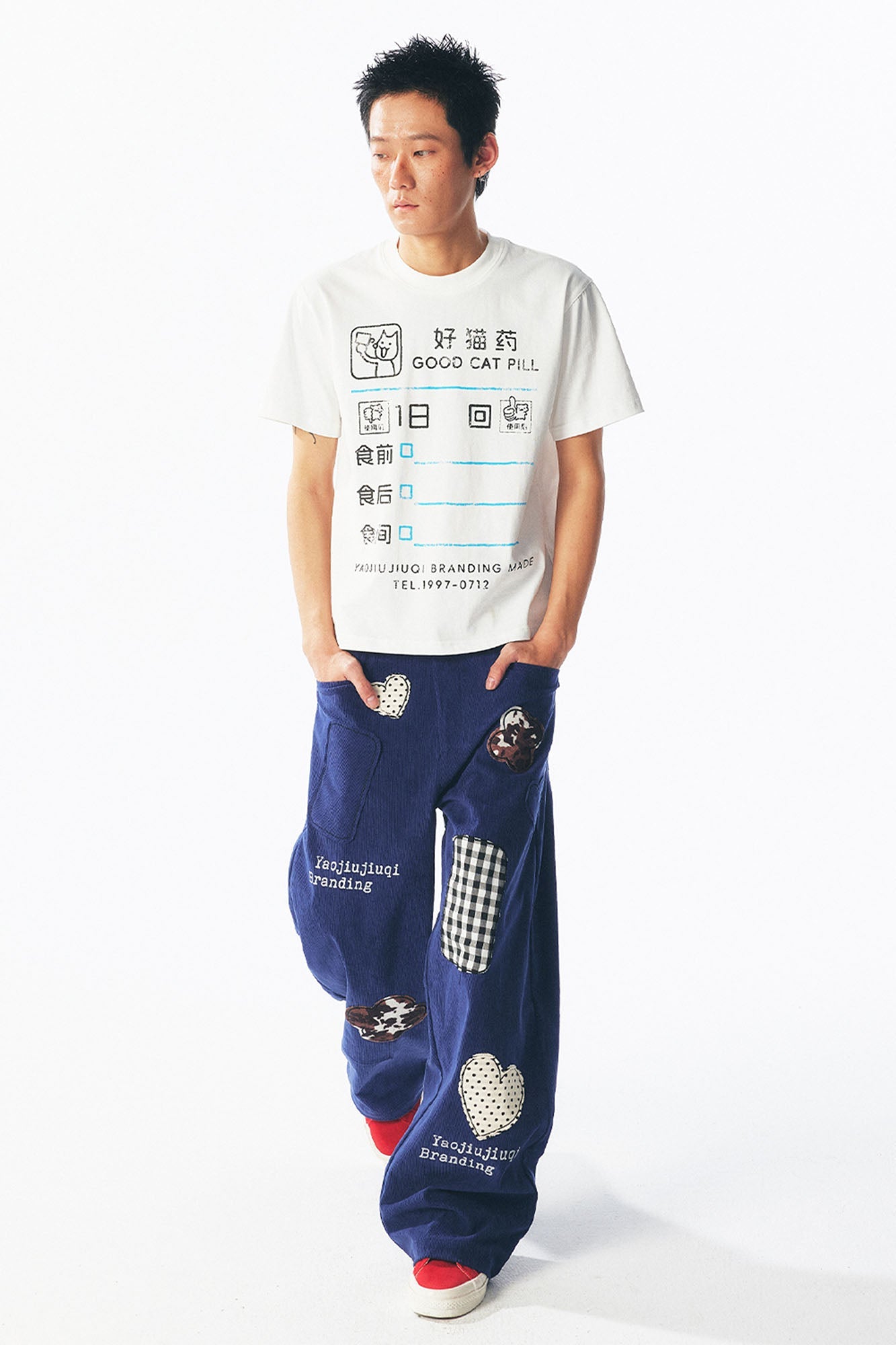1997 POSTOFFICE Whimsical Patch Straight-Leg Pants, premium urban and streetwear designers apparel on PROJECTISR.com, 1997 POSTOFFICE