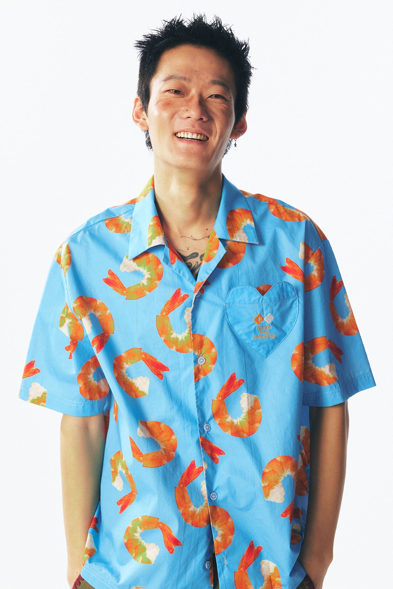 1997 POSTOFFICE Shrimp Full-Print Half Shirt, premium urban and streetwear designers apparel on PROJECTISR.com, 1997 POSTOFFICE