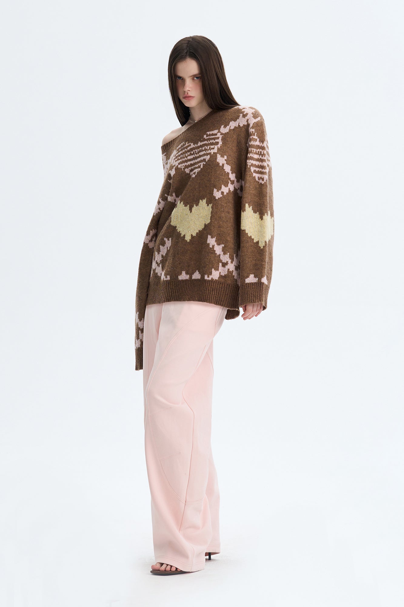 THE NEVERMORE Pixel Heart Jacquard Sweater