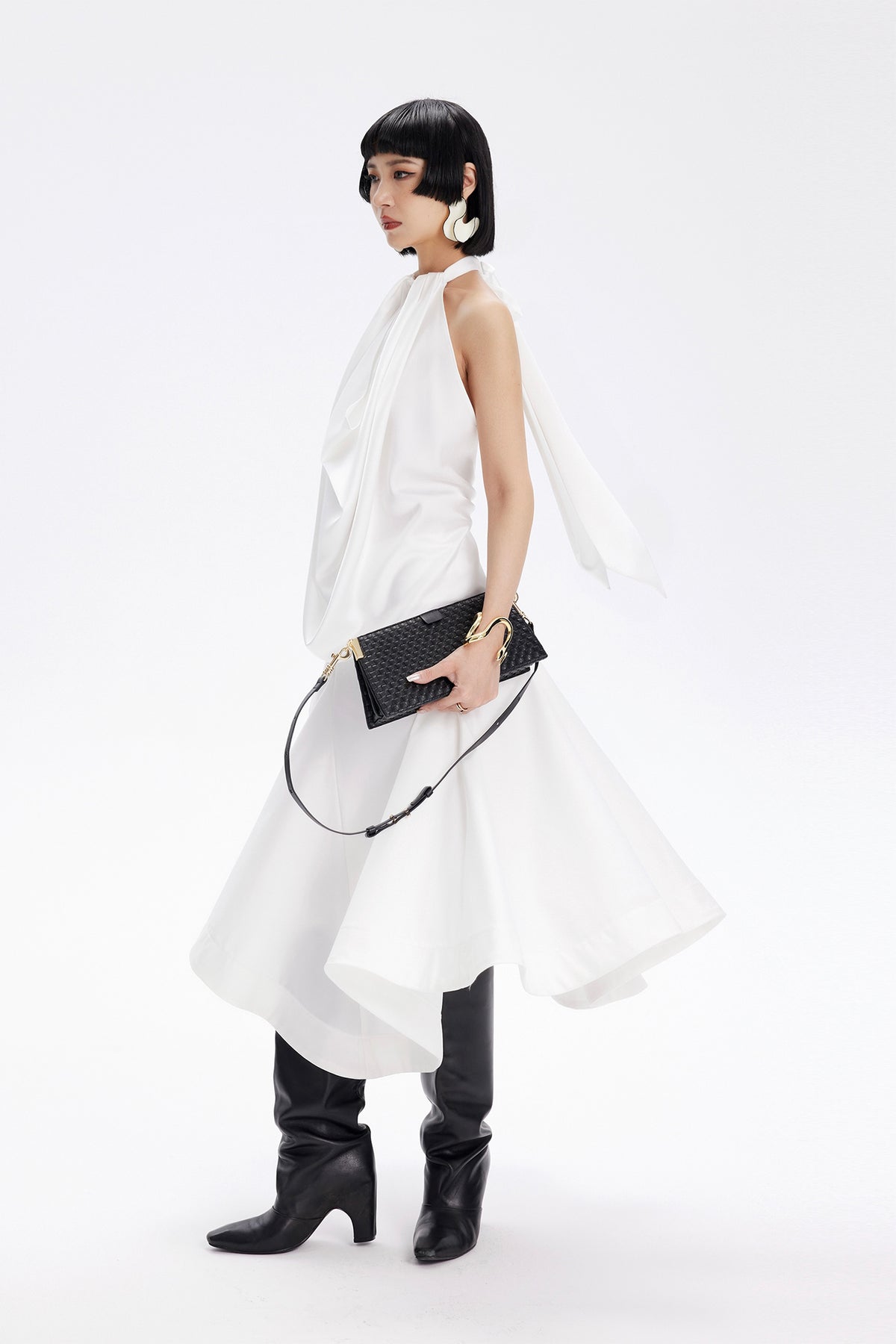 TINY IN STUDIO Draped Tie Halter Tank Top