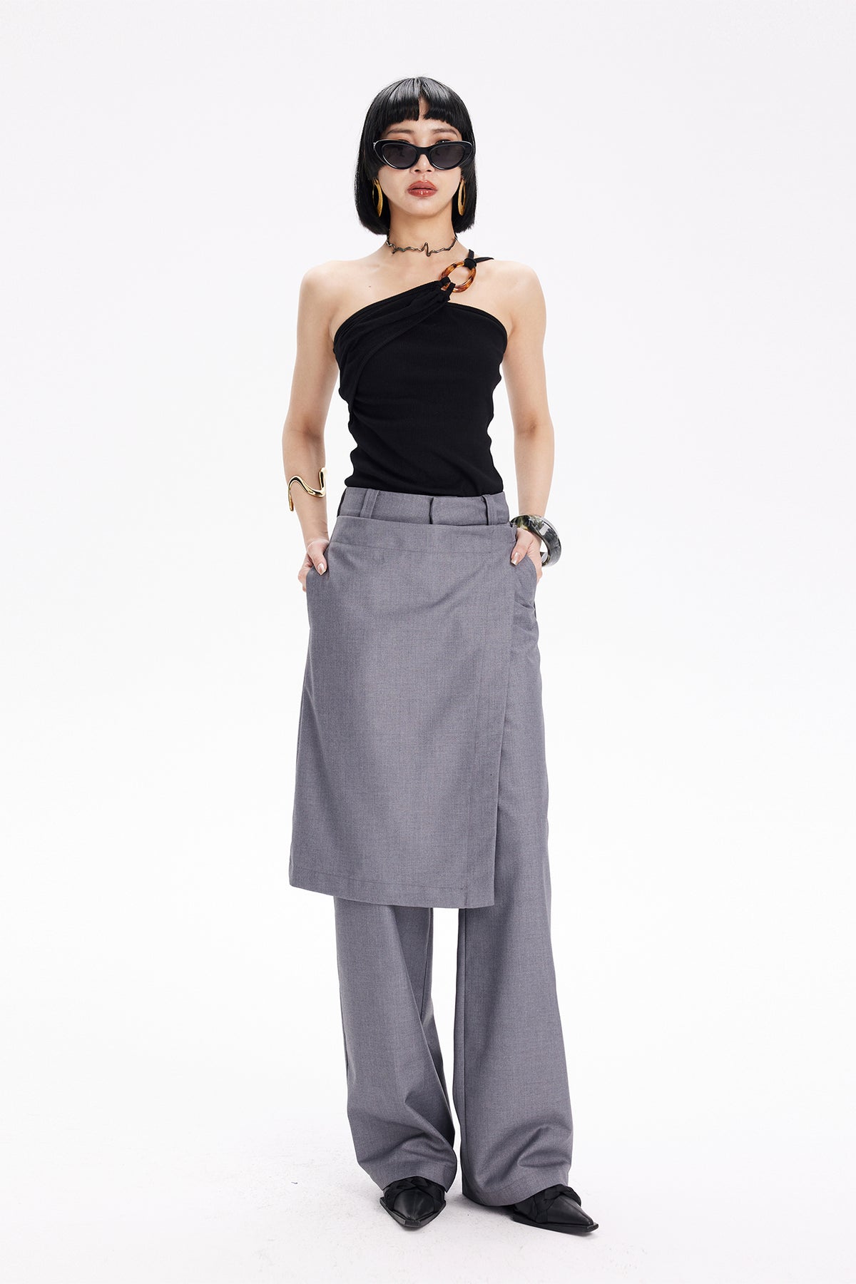 TINY IN STUDIO Layered Culottes Tailored Pants