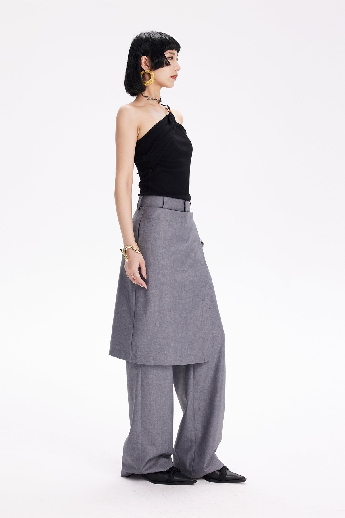 TINY IN STUDIO Layered Culottes Tailored Pants