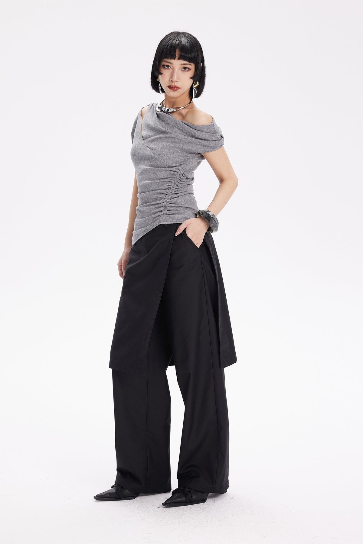 TINY IN STUDIO Layered Culottes Tailored Pants