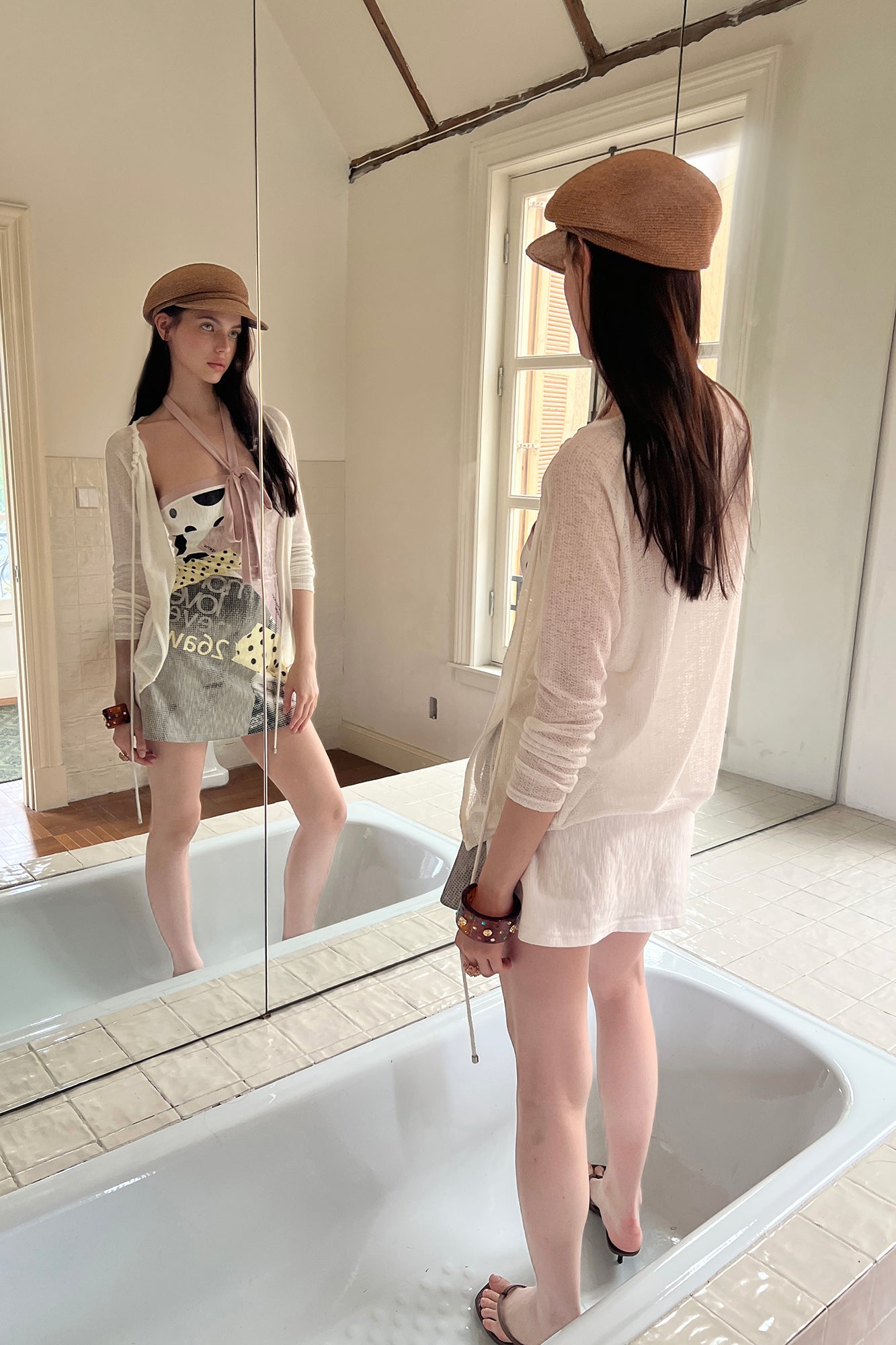 THE NEVERMORE Reversible Sheer Drawstring Cardigan