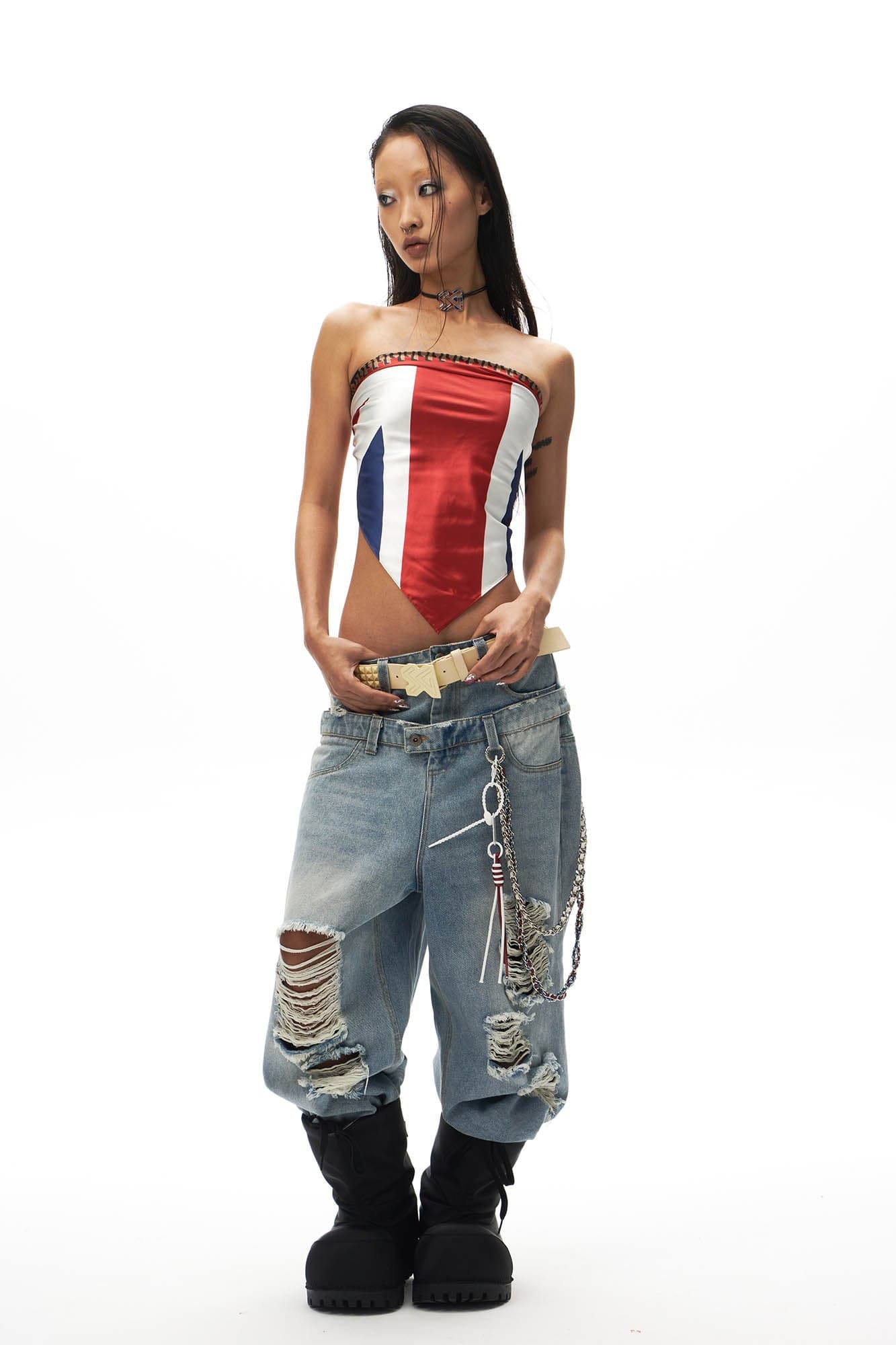 SCHWARZGOLD Leopard Union Flag Full-Printed Headscarf, premium urban and streetwear designers apparel on PROJECTISR.com, SCHWARZGOLD