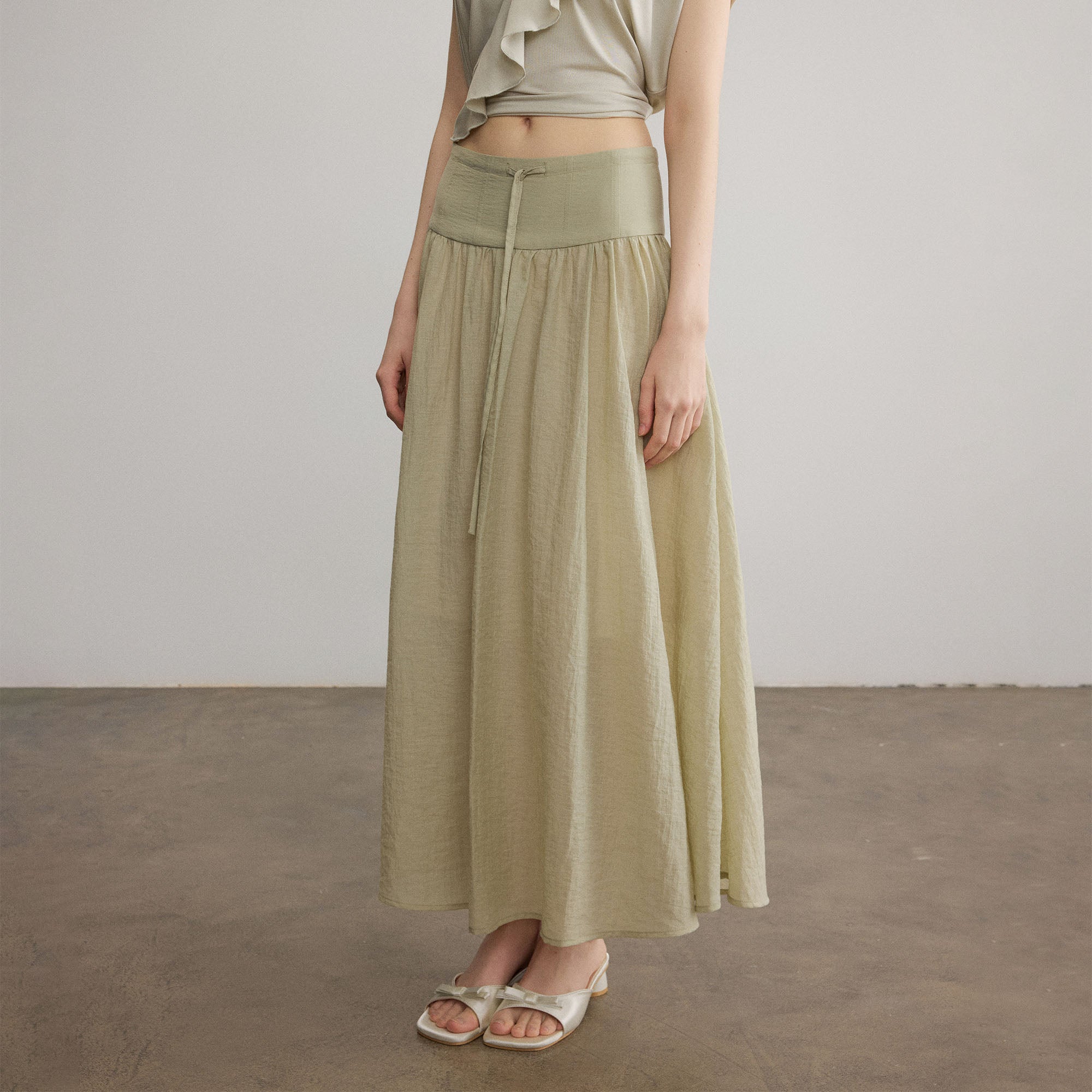 SAME FLOW Drawstring Acetate-Blend Maxi Skirt