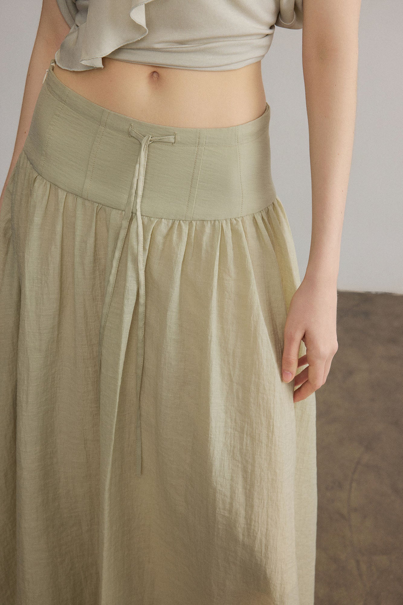 SAME FLOW Drawstring Acetate-Blend Maxi Skirt