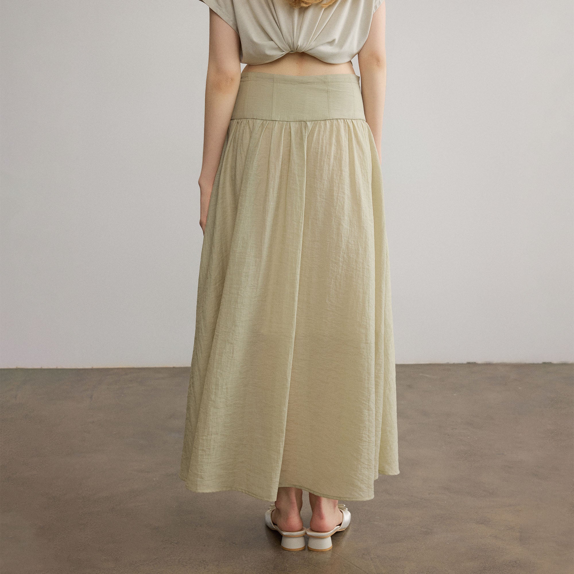 SAME FLOW Drawstring Acetate-Blend Maxi Skirt