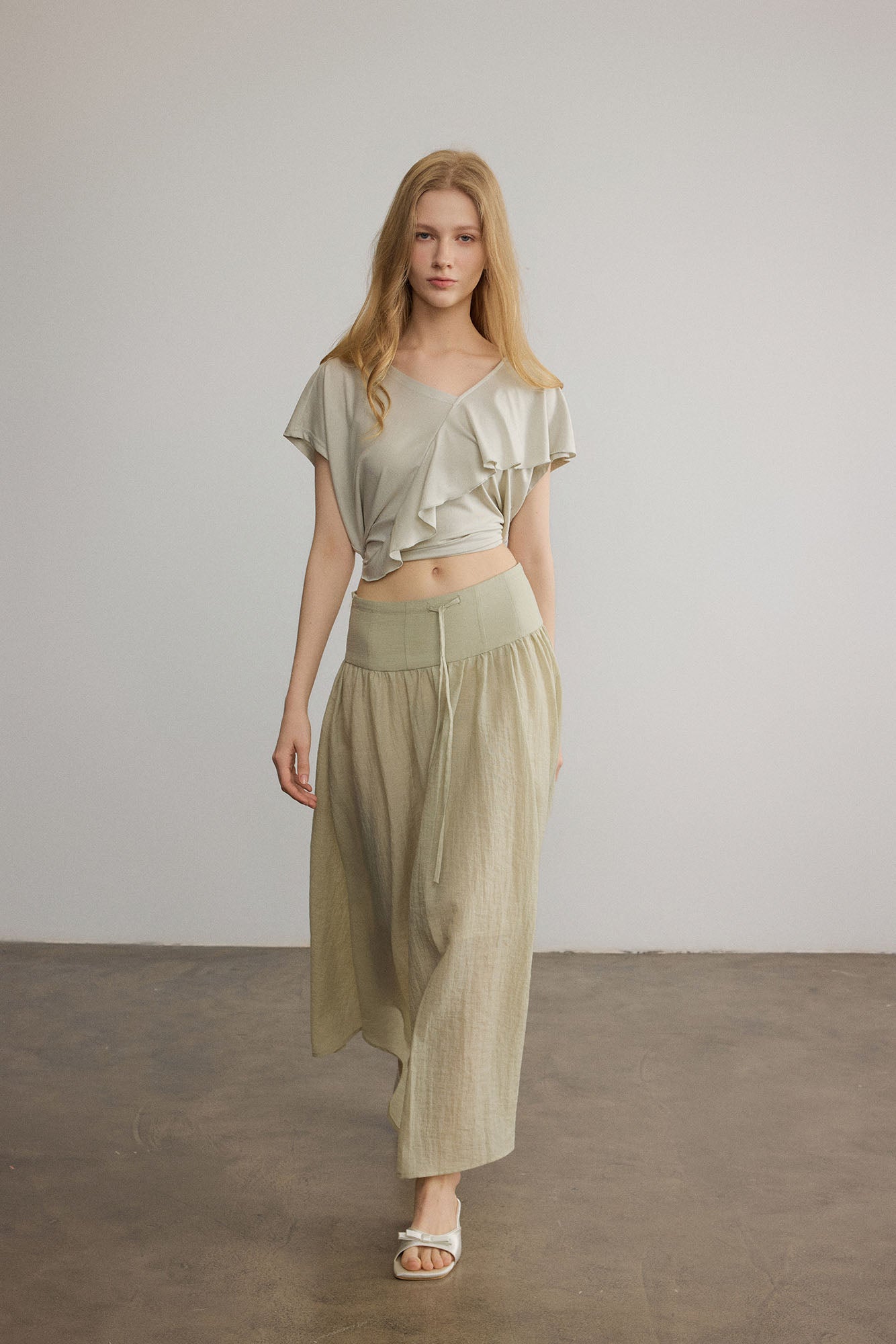 SAME FLOW Drawstring Acetate-Blend Maxi Skirt