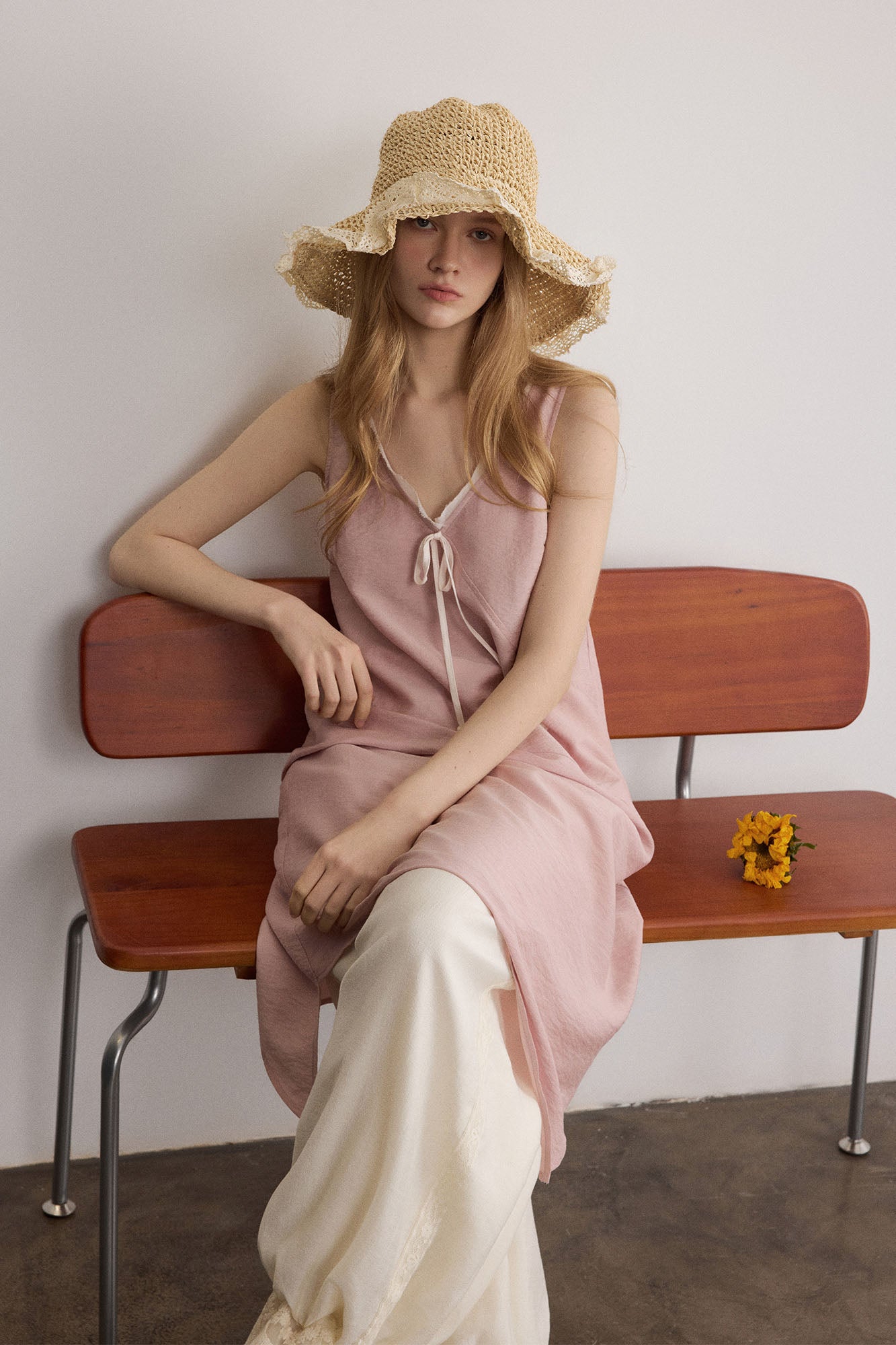 SAME FLOW Asymmetric Hem Wool-Blend V-Neck Tunic