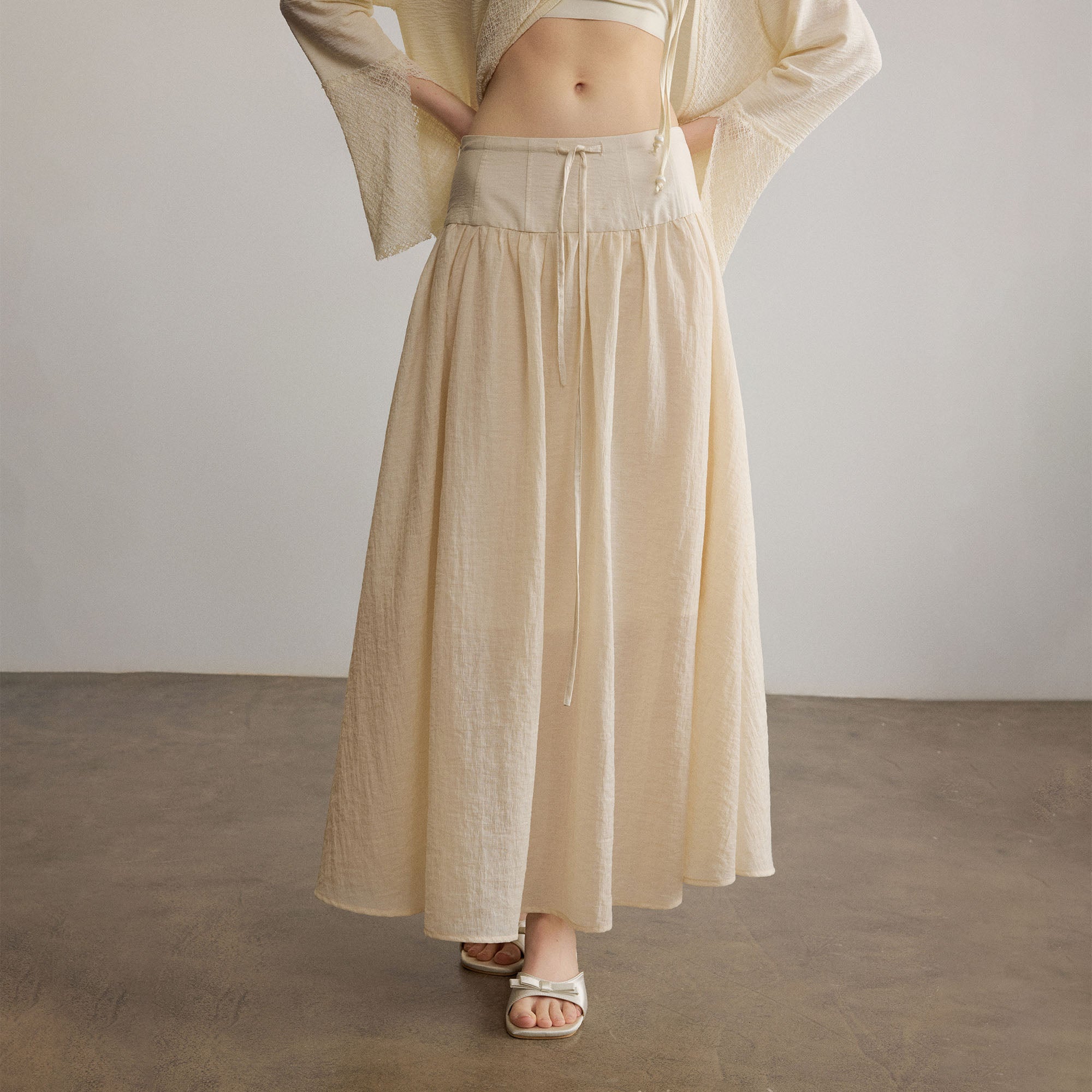 SAME FLOW Drawstring Acetate-Blend Maxi Skirt