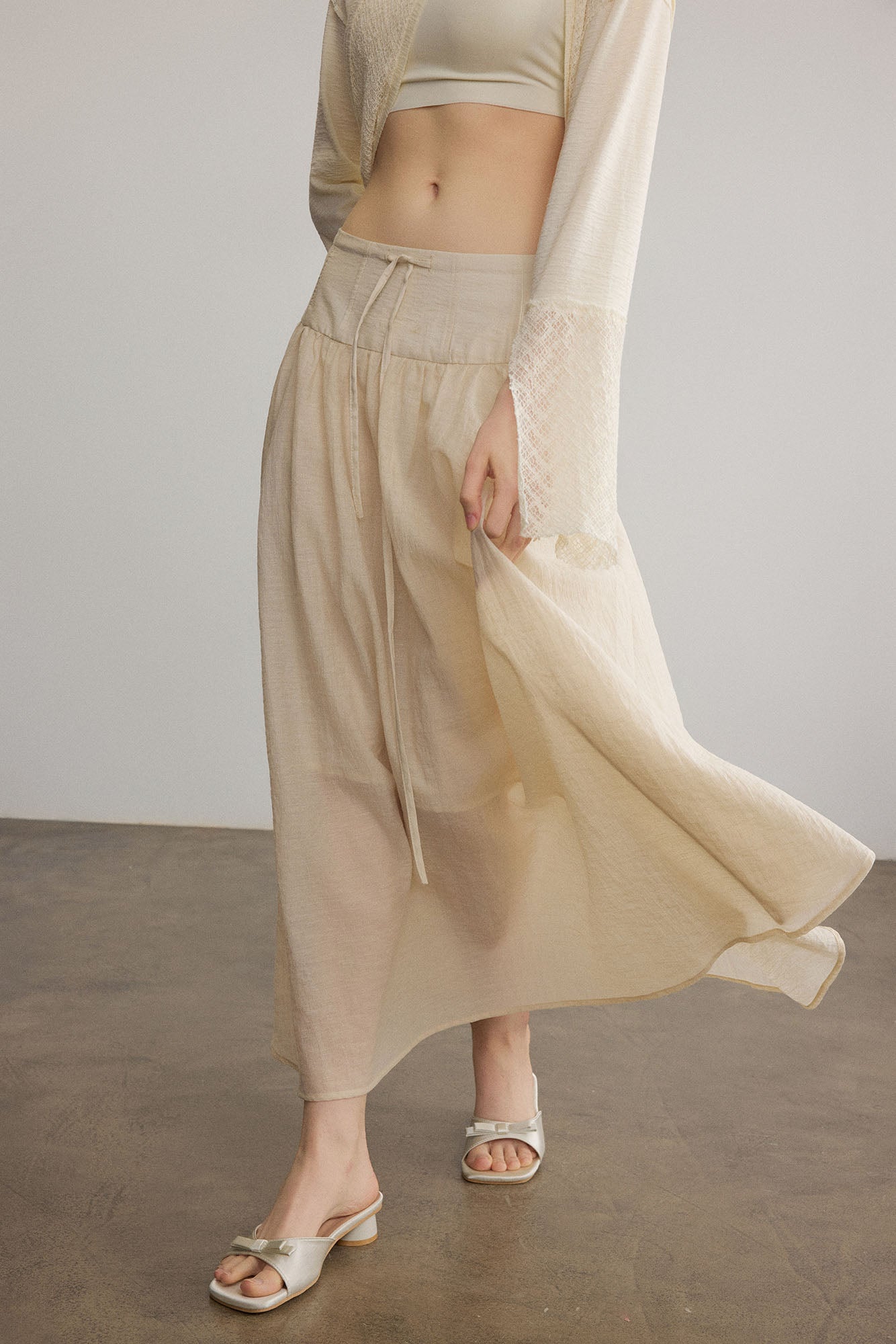 SAME FLOW Drawstring Acetate-Blend Maxi Skirt