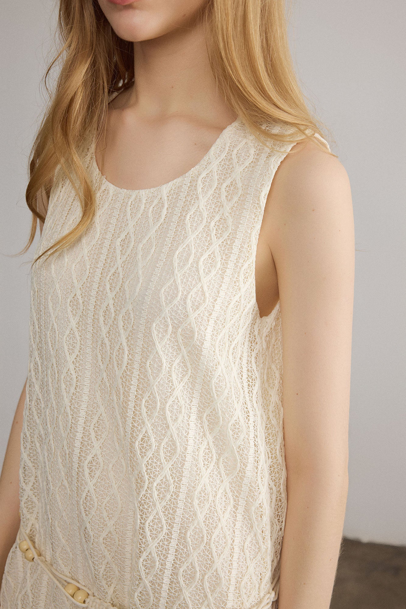SAME FLOW Pointelle Faux-Layered Sleeveless Dress