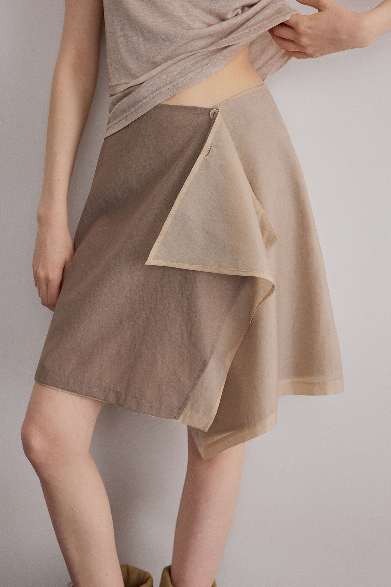 SAME FLOW Asymmetrical Layered Mini Skirt