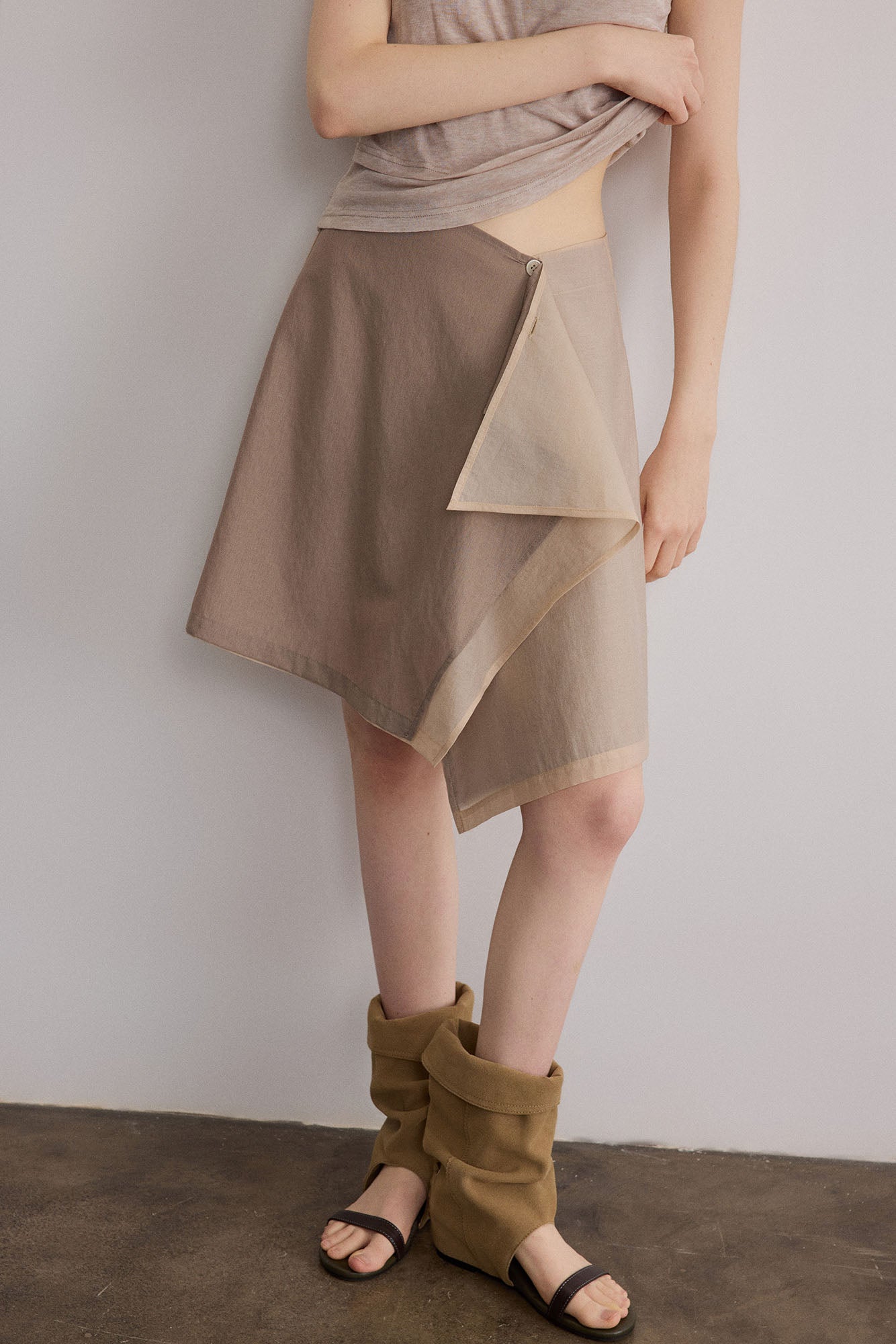 SAME FLOW Asymmetrical Layered Mini Skirt