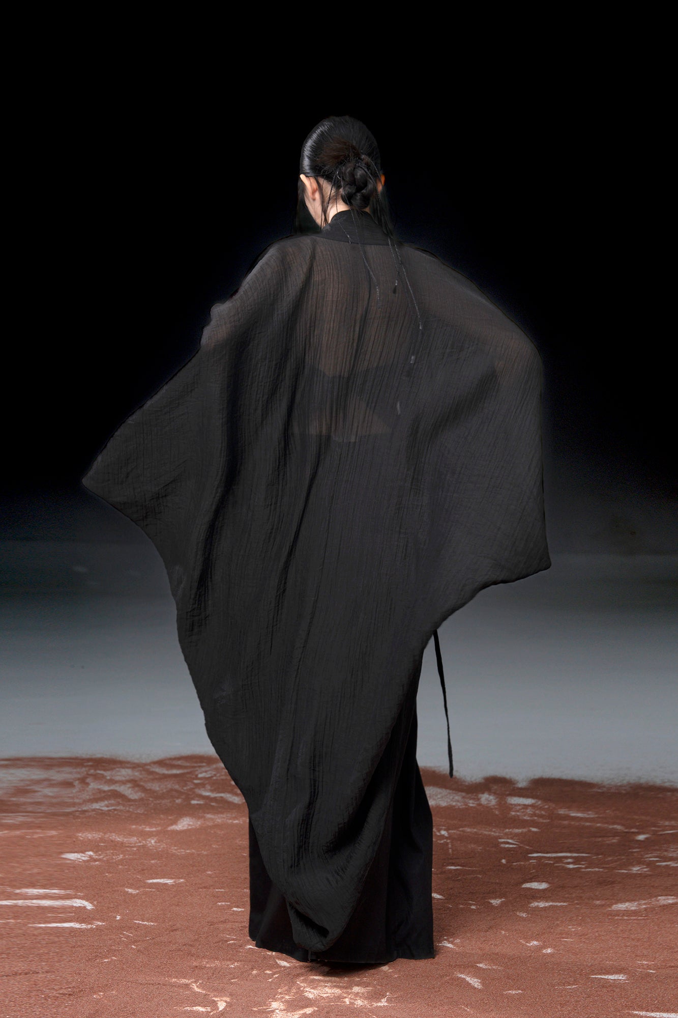 WUHEYIZUO Crinkled Cocoon Longline Shawl