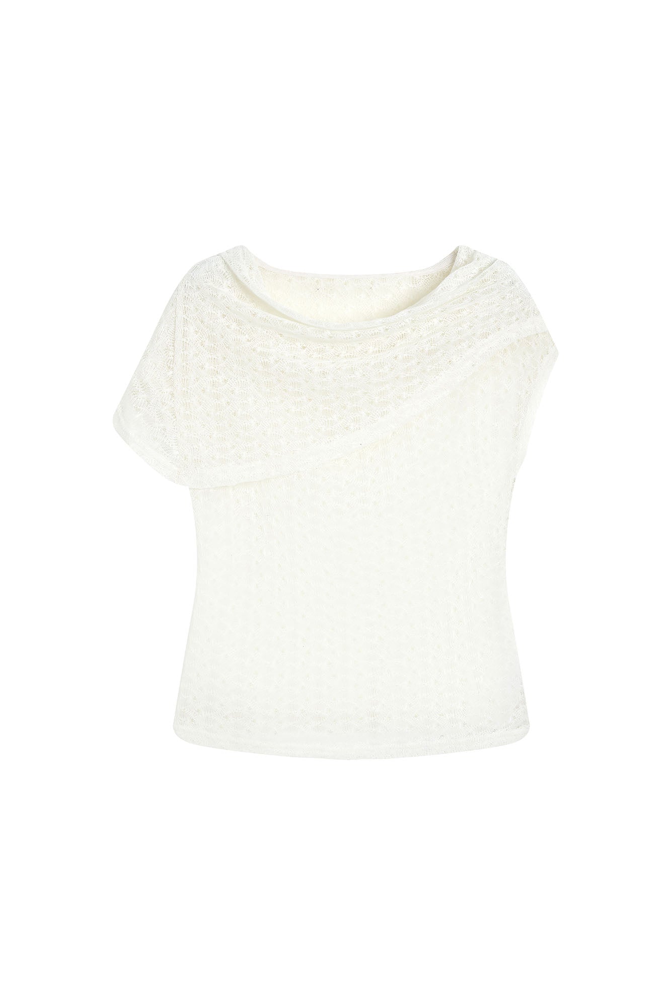 SAME FLOW Sheer Foldover Knit Top