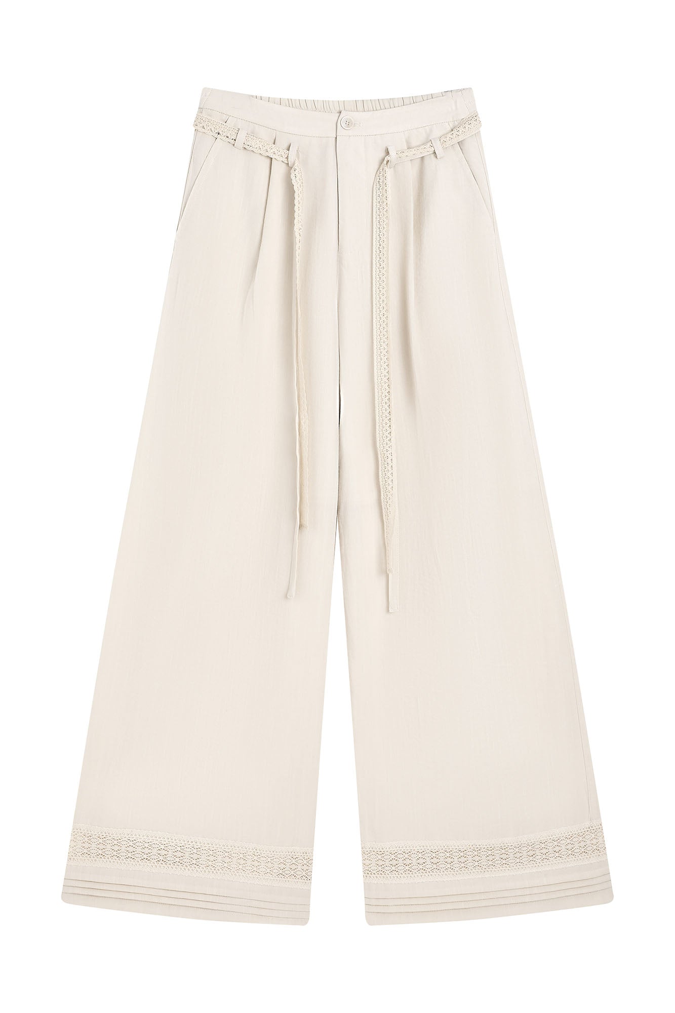 SAME FLOW Lace-Trim Wide-Leg Pants