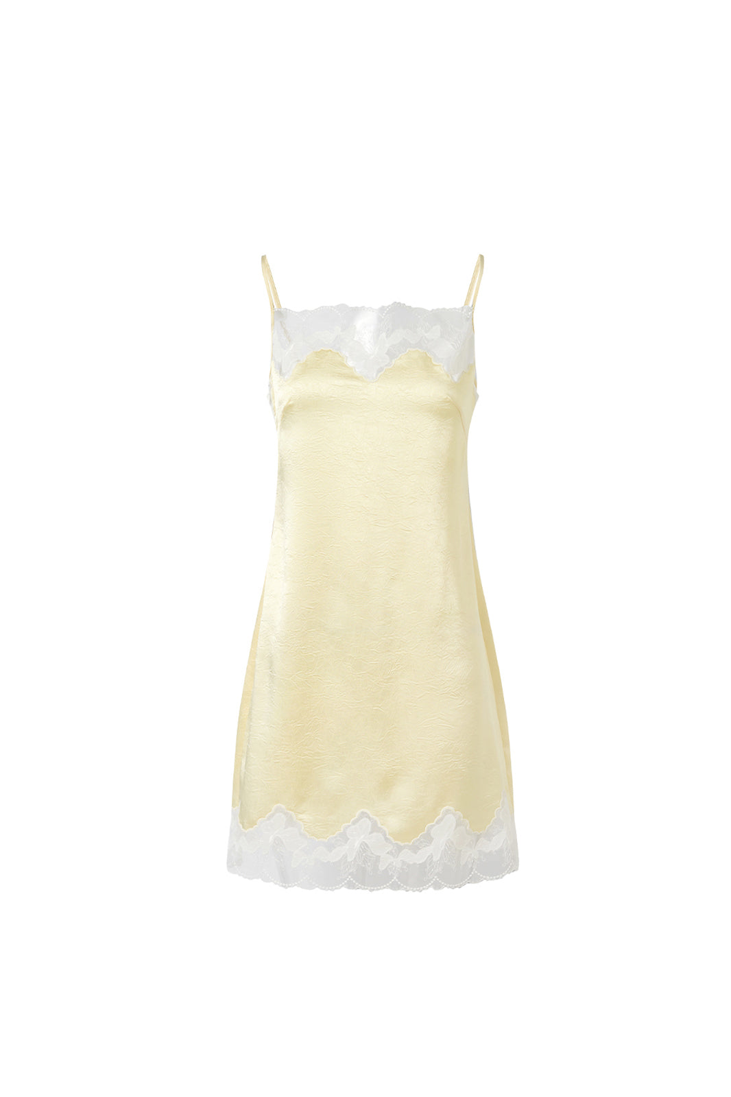 CHICCHICK Lace Trim Satin Slip Dress