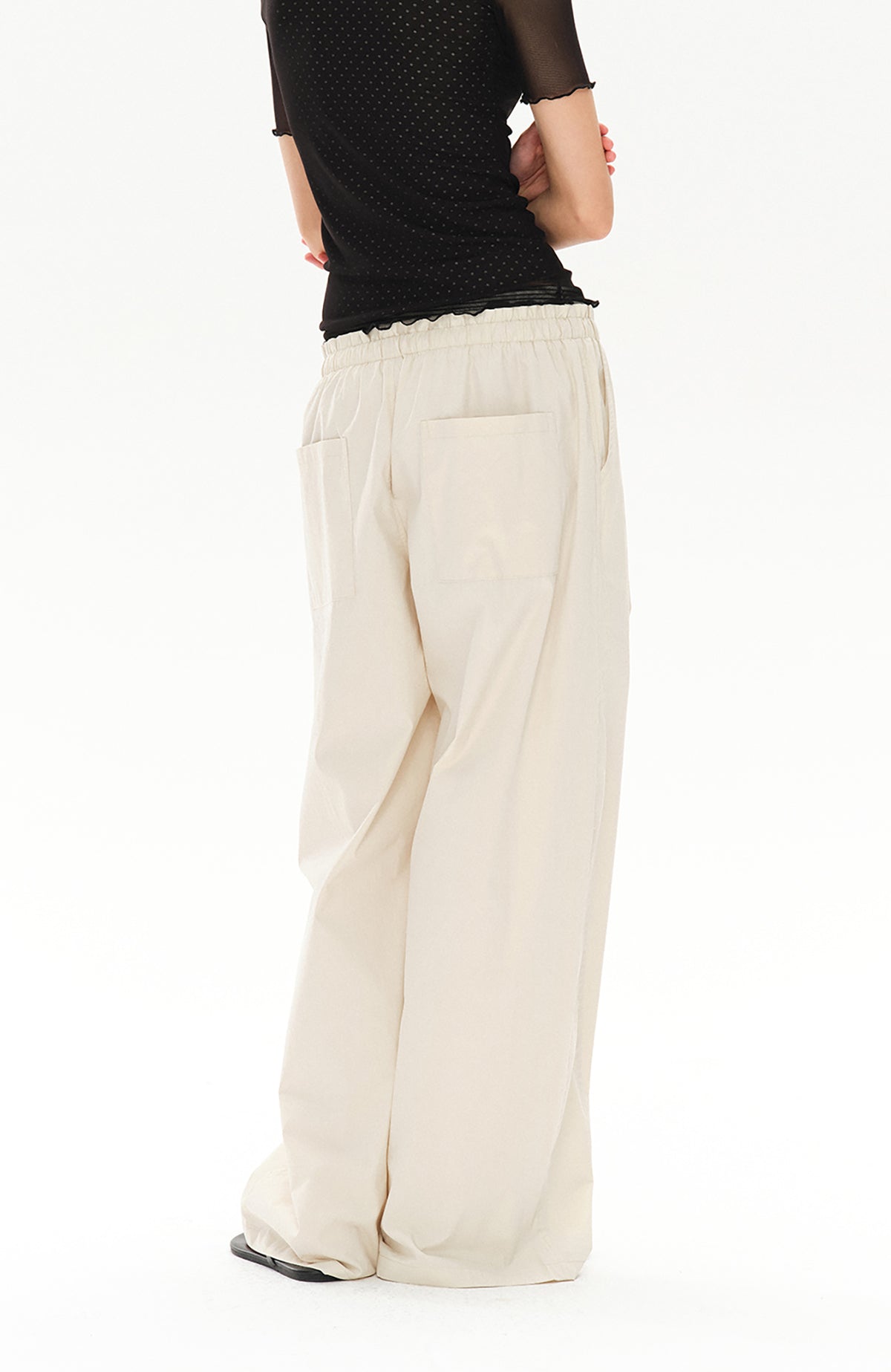 COSTUSTOOT Striped Spliced Wide-Leg Parachute Pants