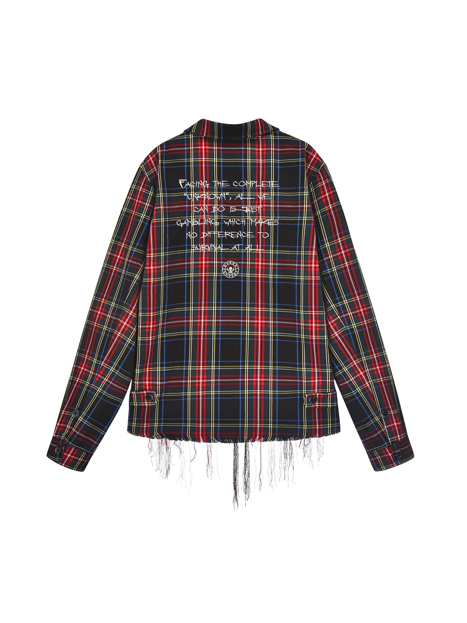 VENTUREK Punk Frayed Plaid Embroidered Jacket, premium urban and streetwear designers apparel on PROJECTISR.com, VENTUREK