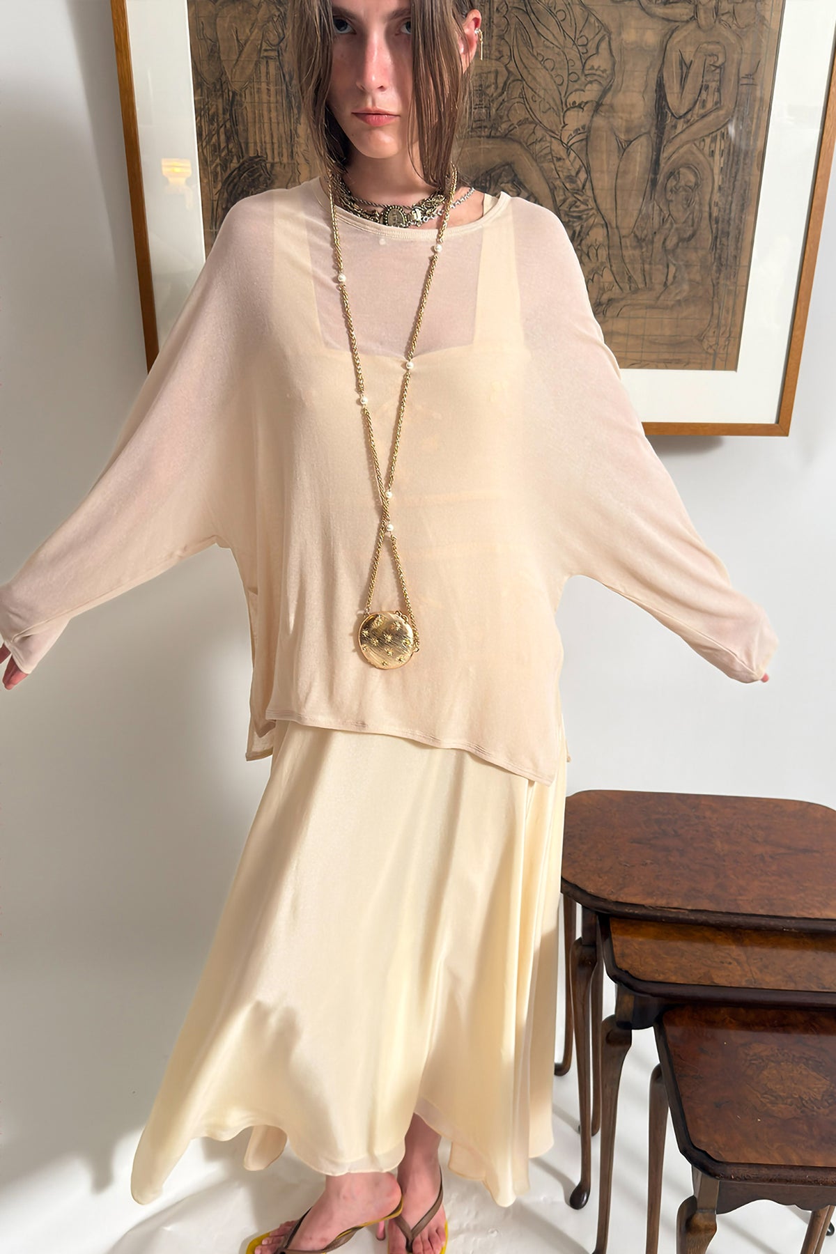 WINGFREE Retro Sheer Relaxed Long-Sleeve Tee