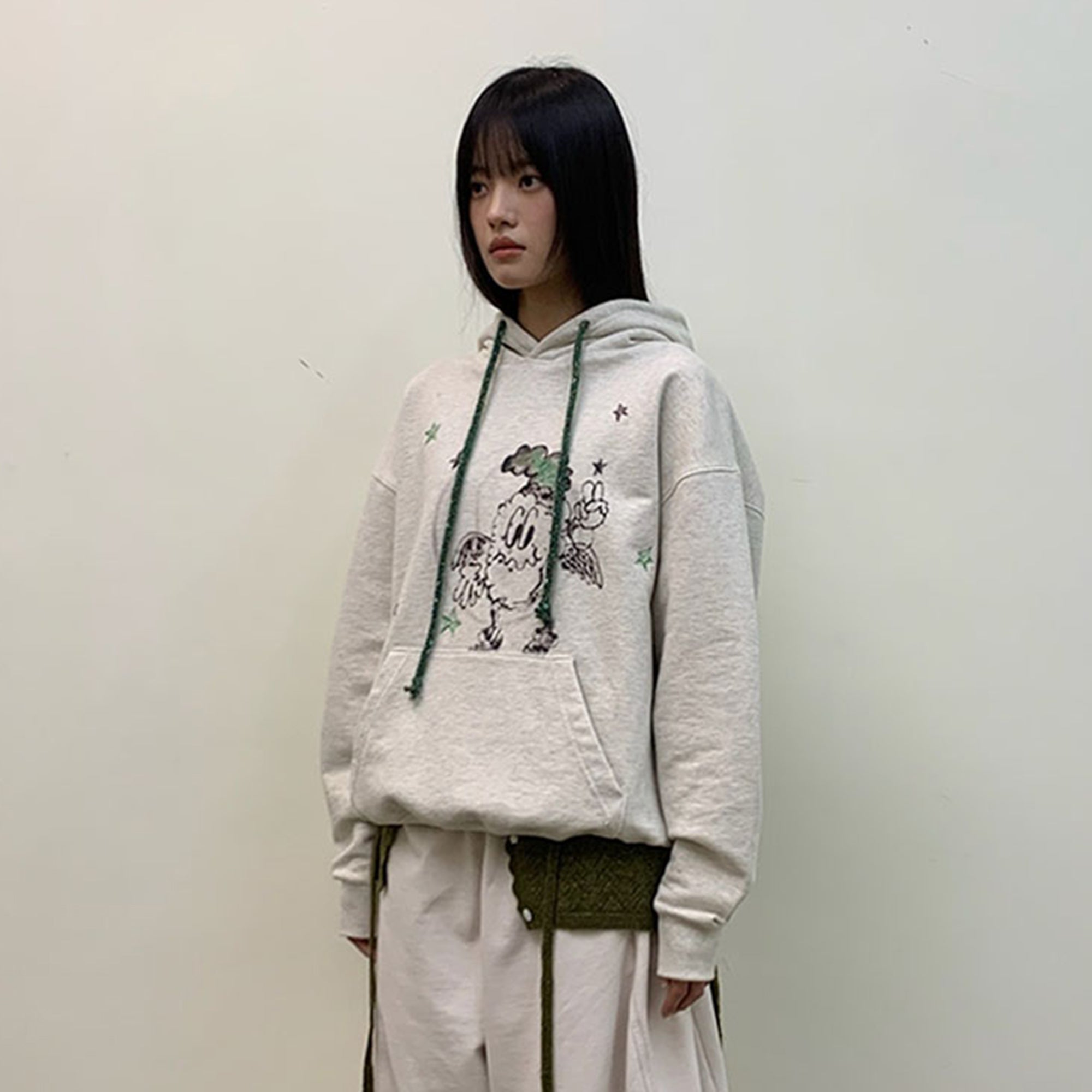 NEVERSEEZ Angel Star Cartoon Graphic Hoodie