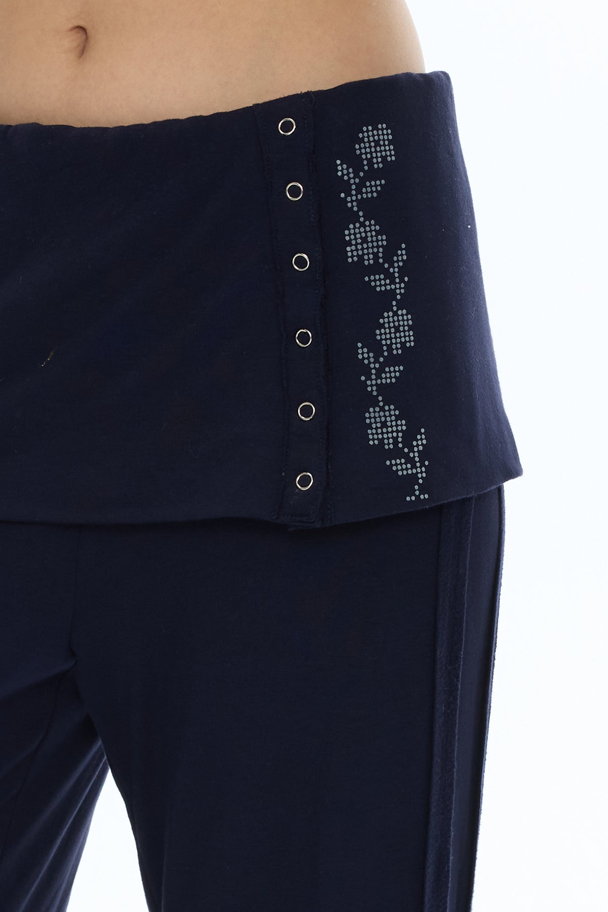 BETWEENAND Diamond Graphic Skirt-Overlay Flared Sweatpants