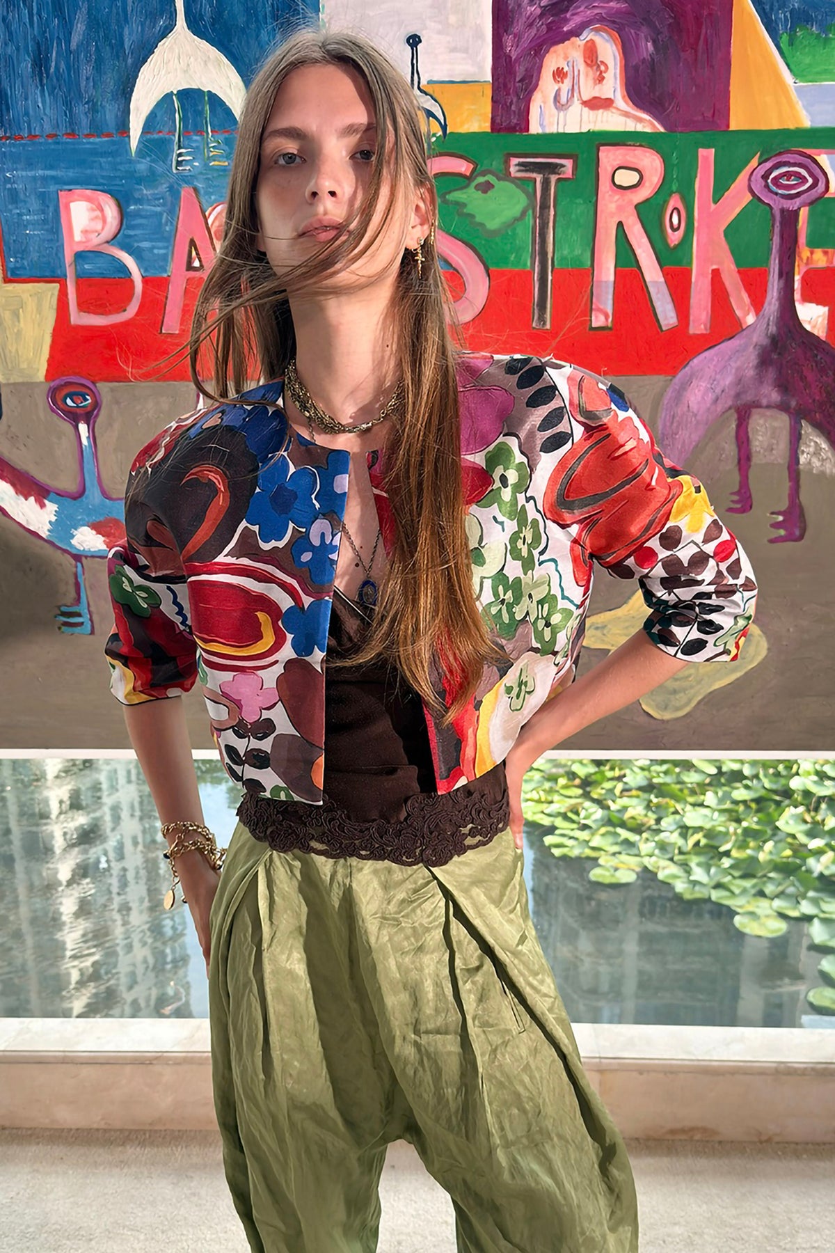 WINGFREE Reversible Floral Cropped Jacket