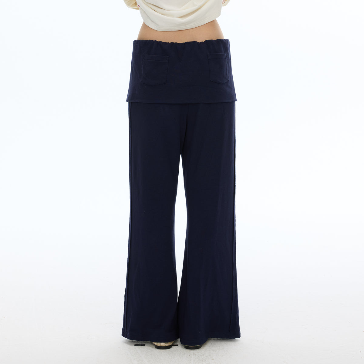 BETWEENAND Diamond Graphic Skirt-Overlay Flared Sweatpants