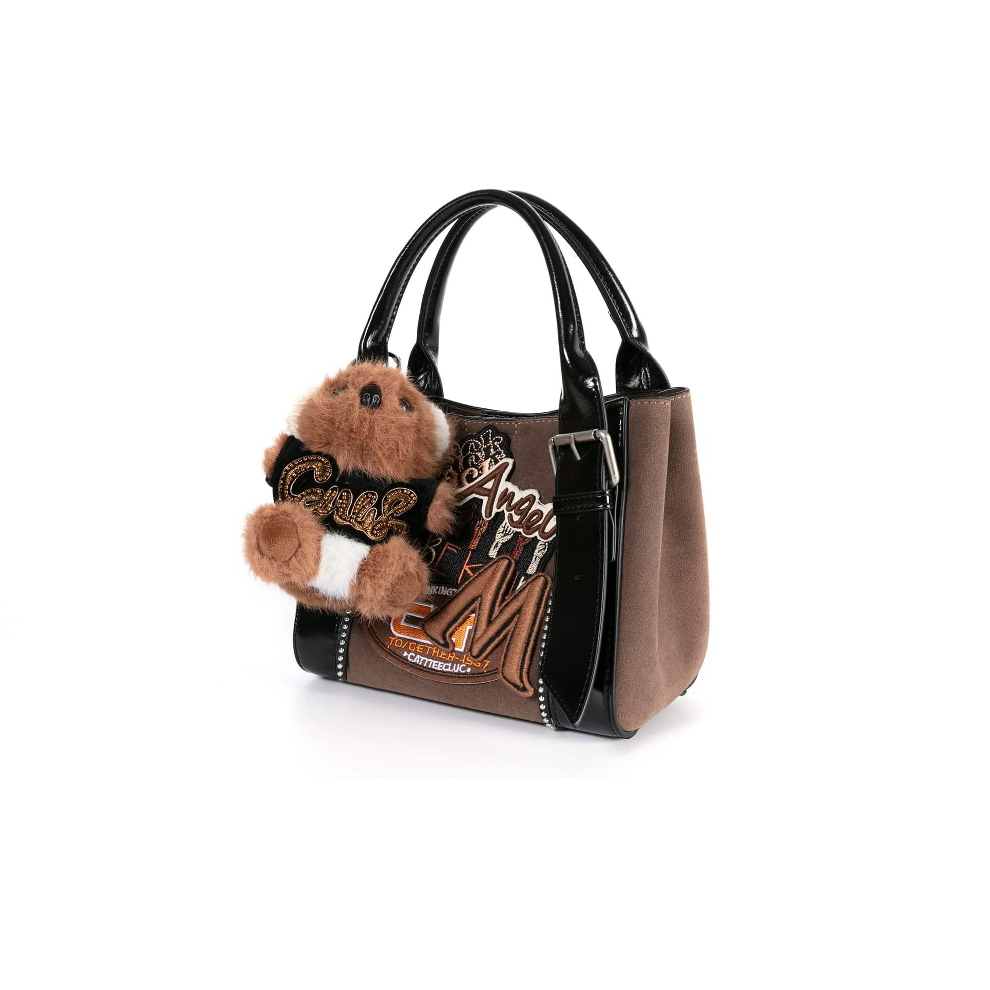 BLING BOX Plush Teddy Patch Varsity Mini Tote