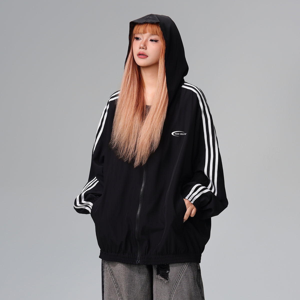 FREE CENTER Reversible Leopard Print Hooded Jacket
