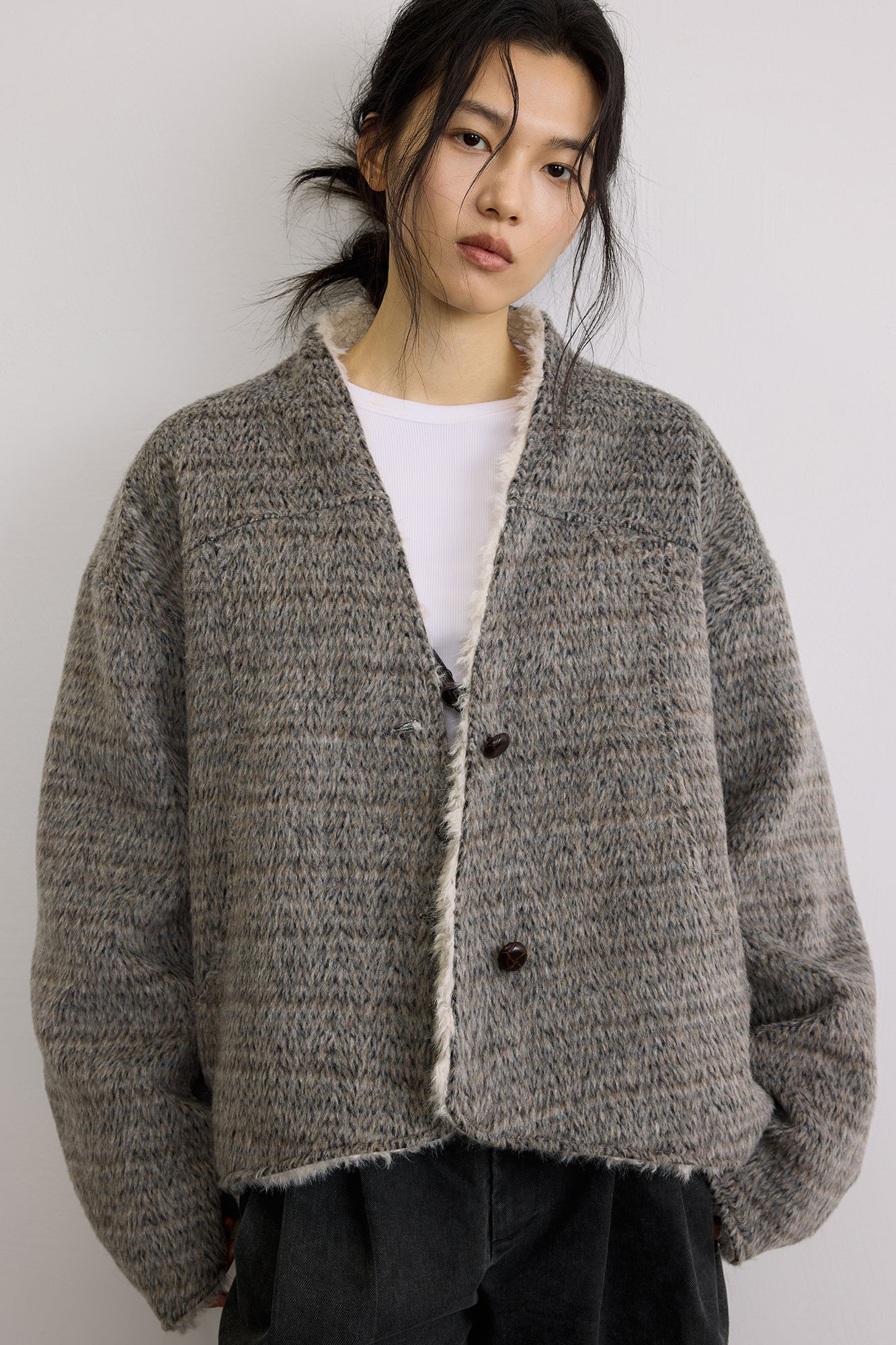 SAME FLOW Reversible Wool-Blend Fleece Jacket