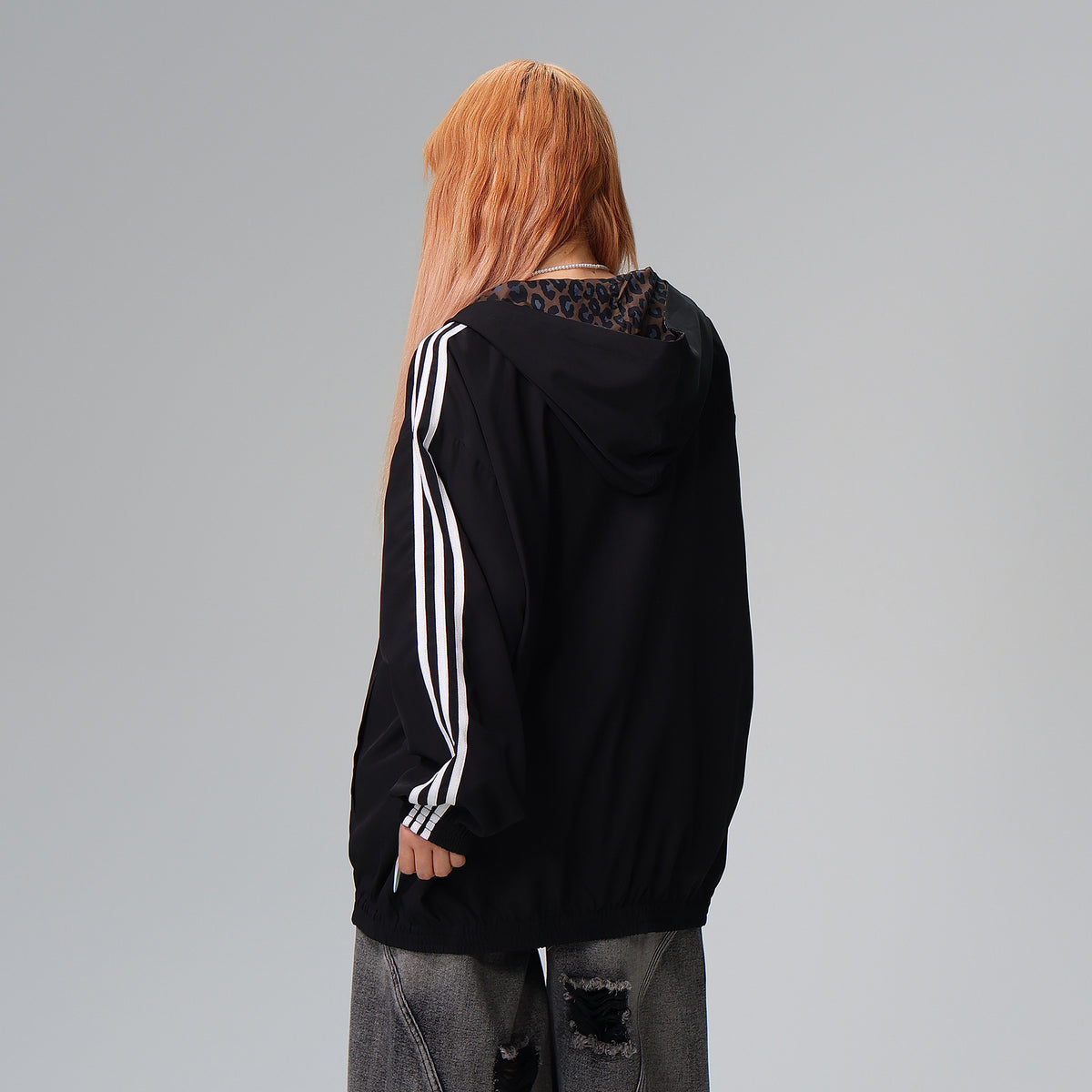 FREE CENTER Reversible Leopard Print Hooded Jacket