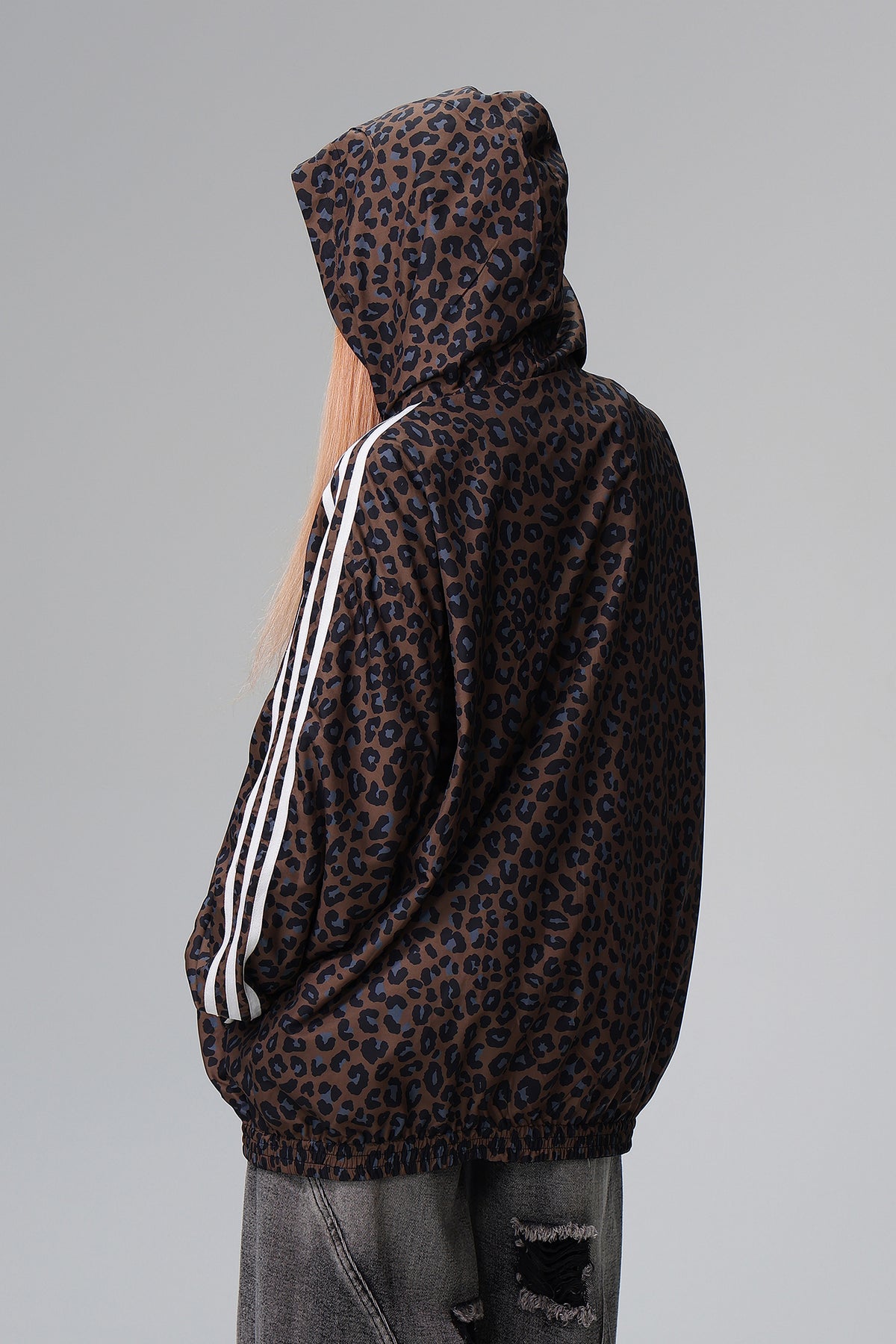 FREE CENTER Reversible Leopard Print Hooded Jacket