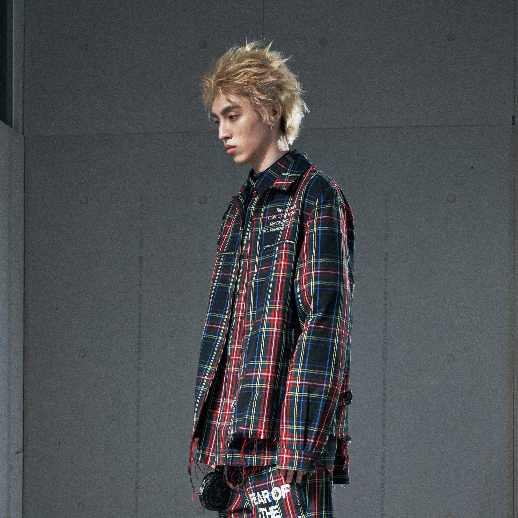VENTUREK Punk Frayed Plaid Embroidered Jacket, premium urban and streetwear designers apparel on PROJECTISR.com, VENTUREK