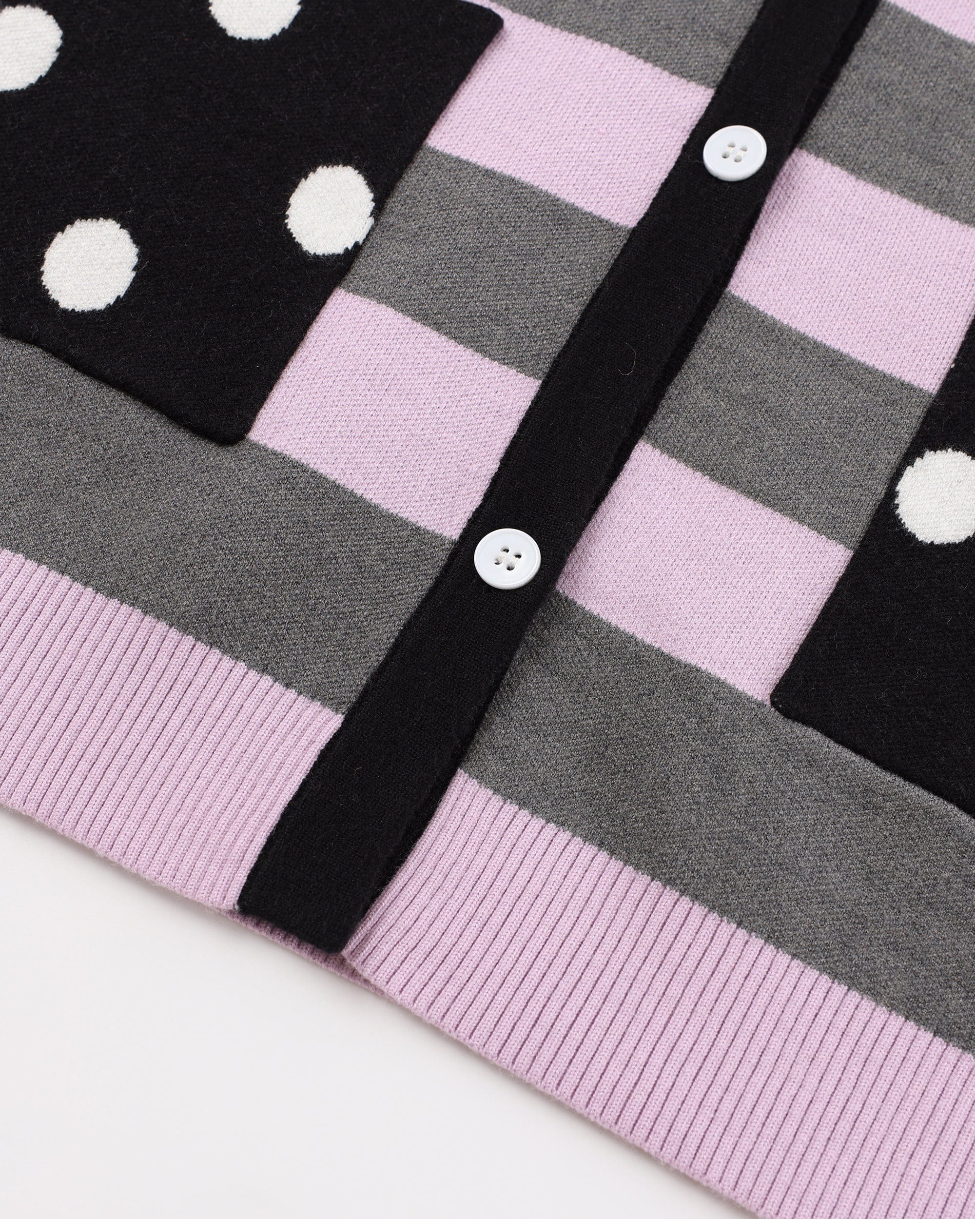 HAVE A MEAL Spliced Stripe Polka Dot Hooded Cardigan