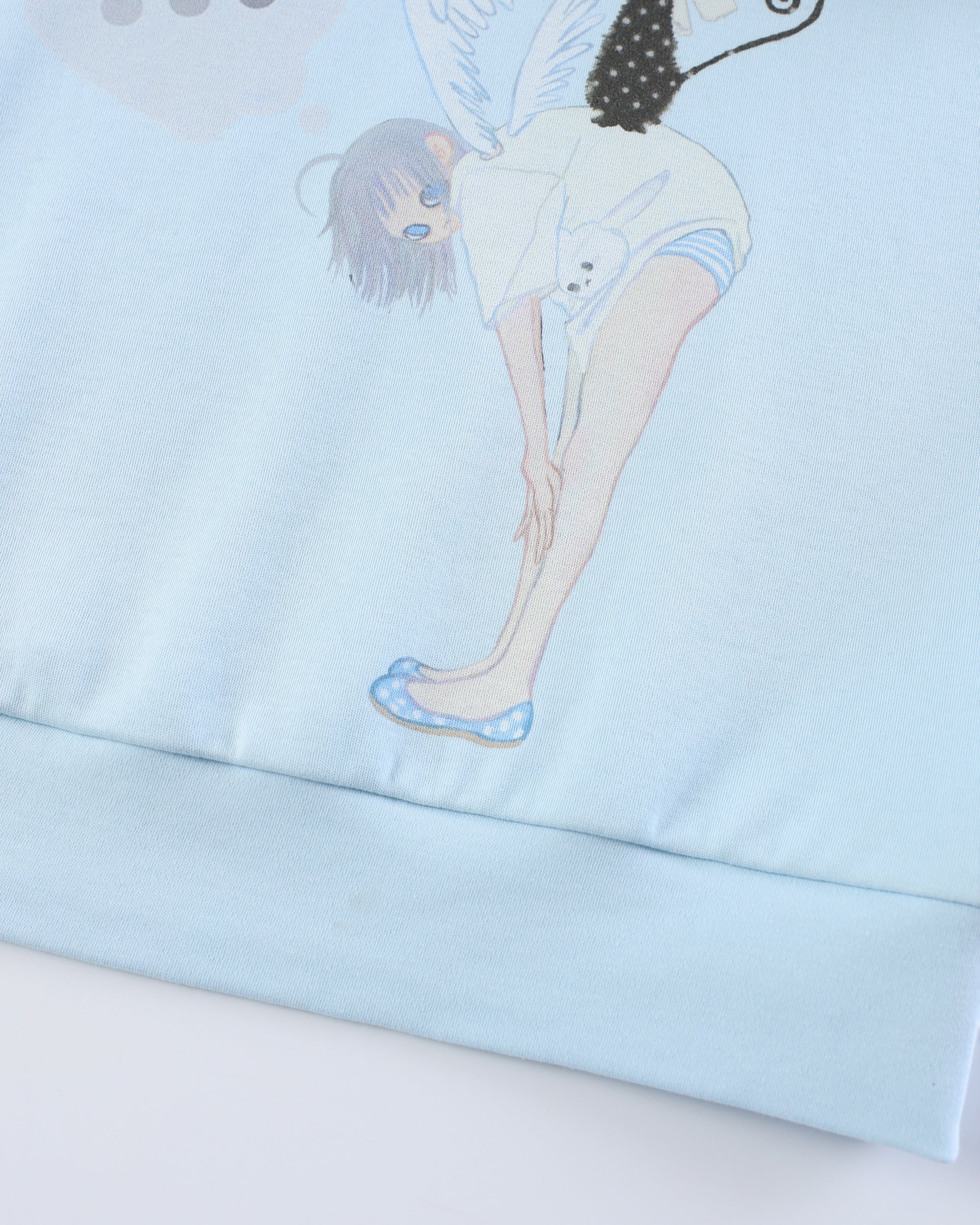 HAVE A MEAL × Congming Slouchy Graphics Off-Shoulder Loose T-Shirt