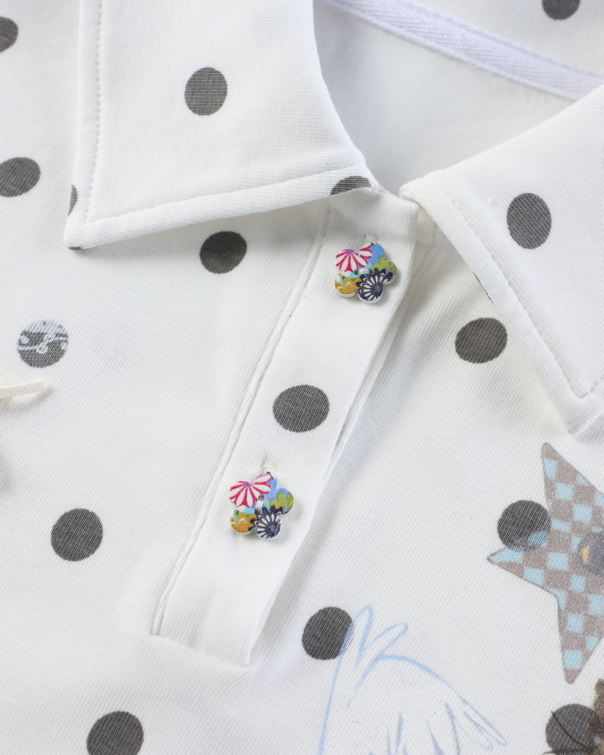 HAVE A MEAL × Congming Polka Dot Ruffle-Hem Polo Tee