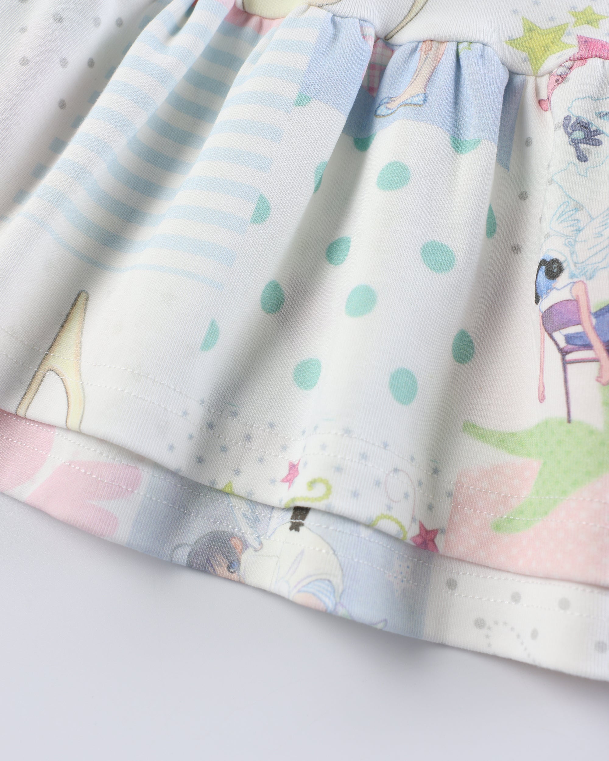 HAVE A MEAL × Congming Retro Patchwork Graphic Peplum Polo Tee