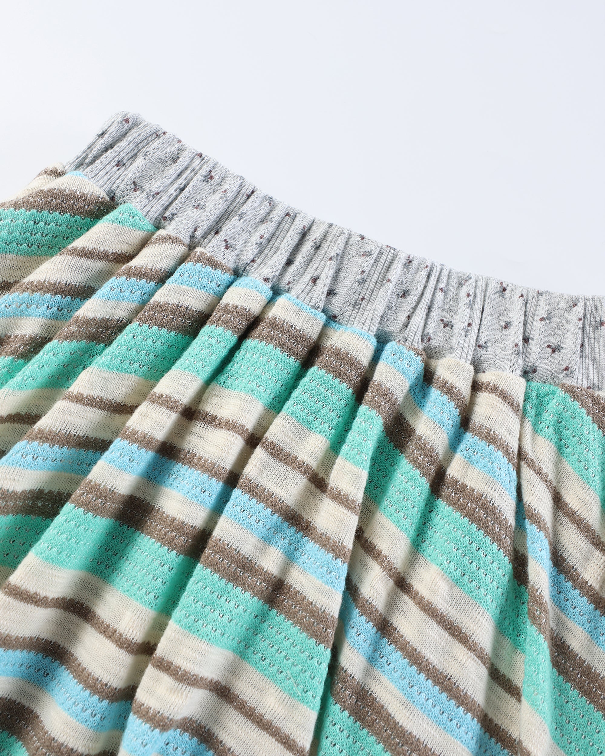 HAVE A MEAL Double-Layer Striped Knit Flared Skirt