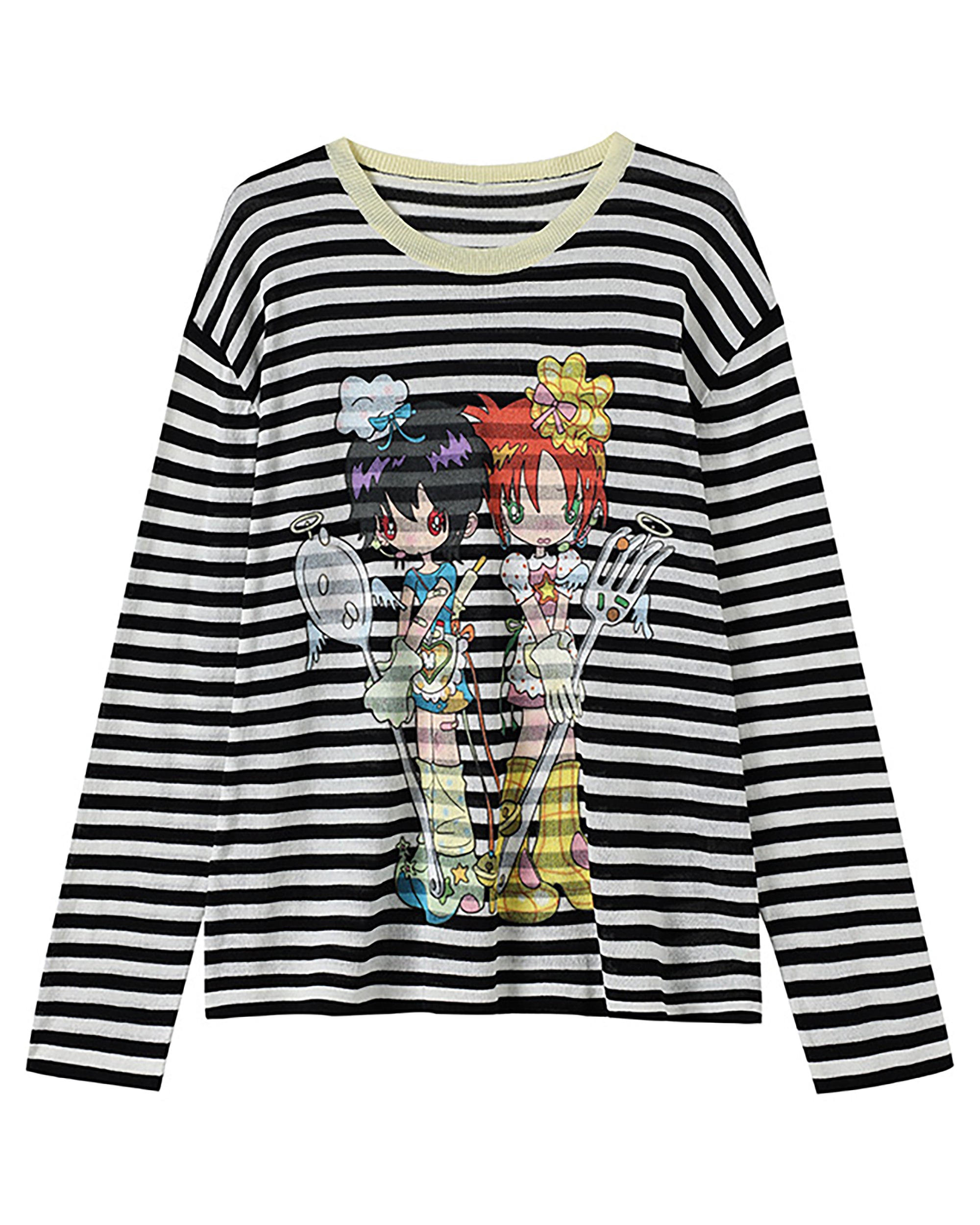 HAVEAMEAL x Sunonebird Retro Striped Illustrated Knit Pullover